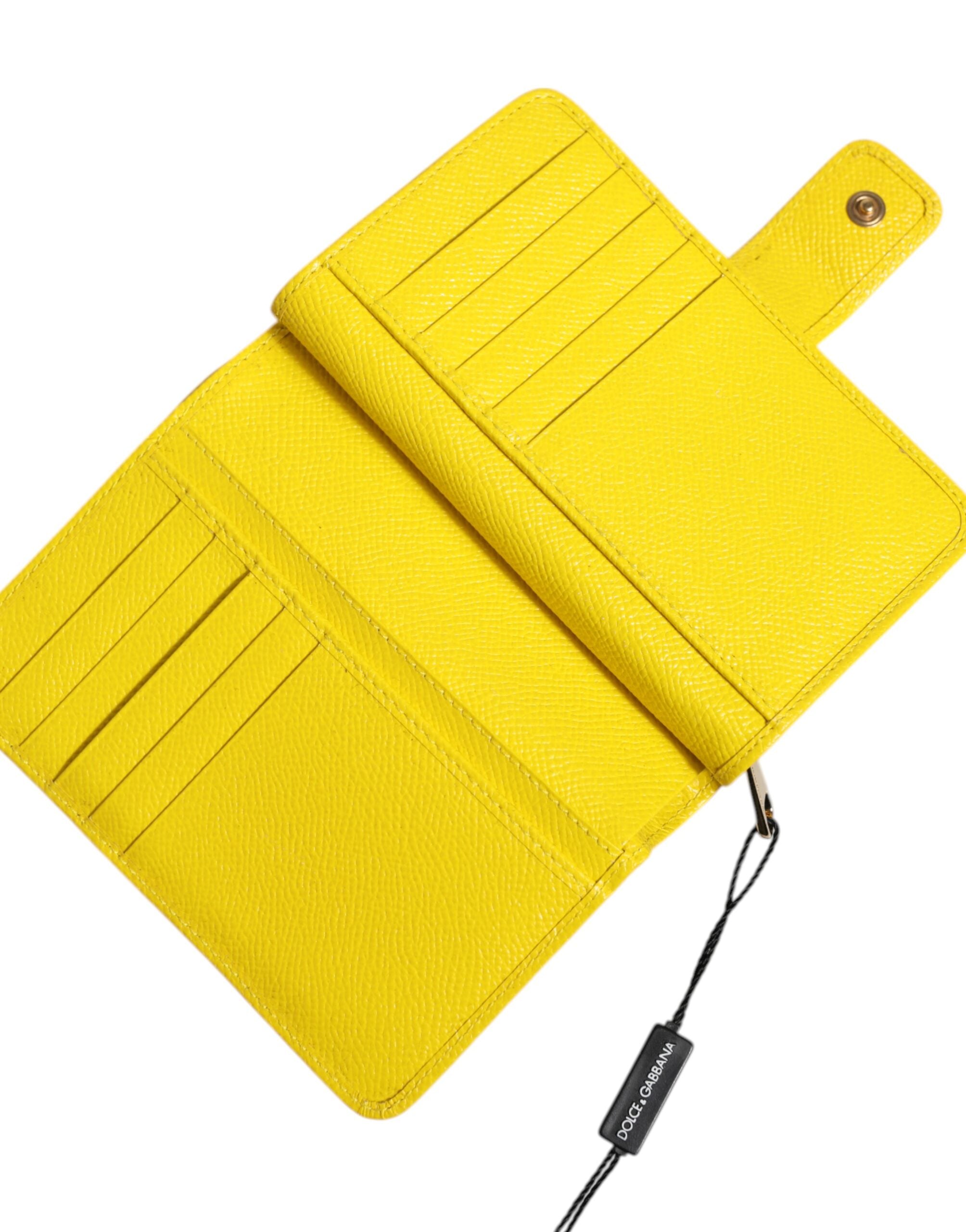 Dolce & Gabbana Gelbe Leder Bifold Continental Clutch Geldbörse
