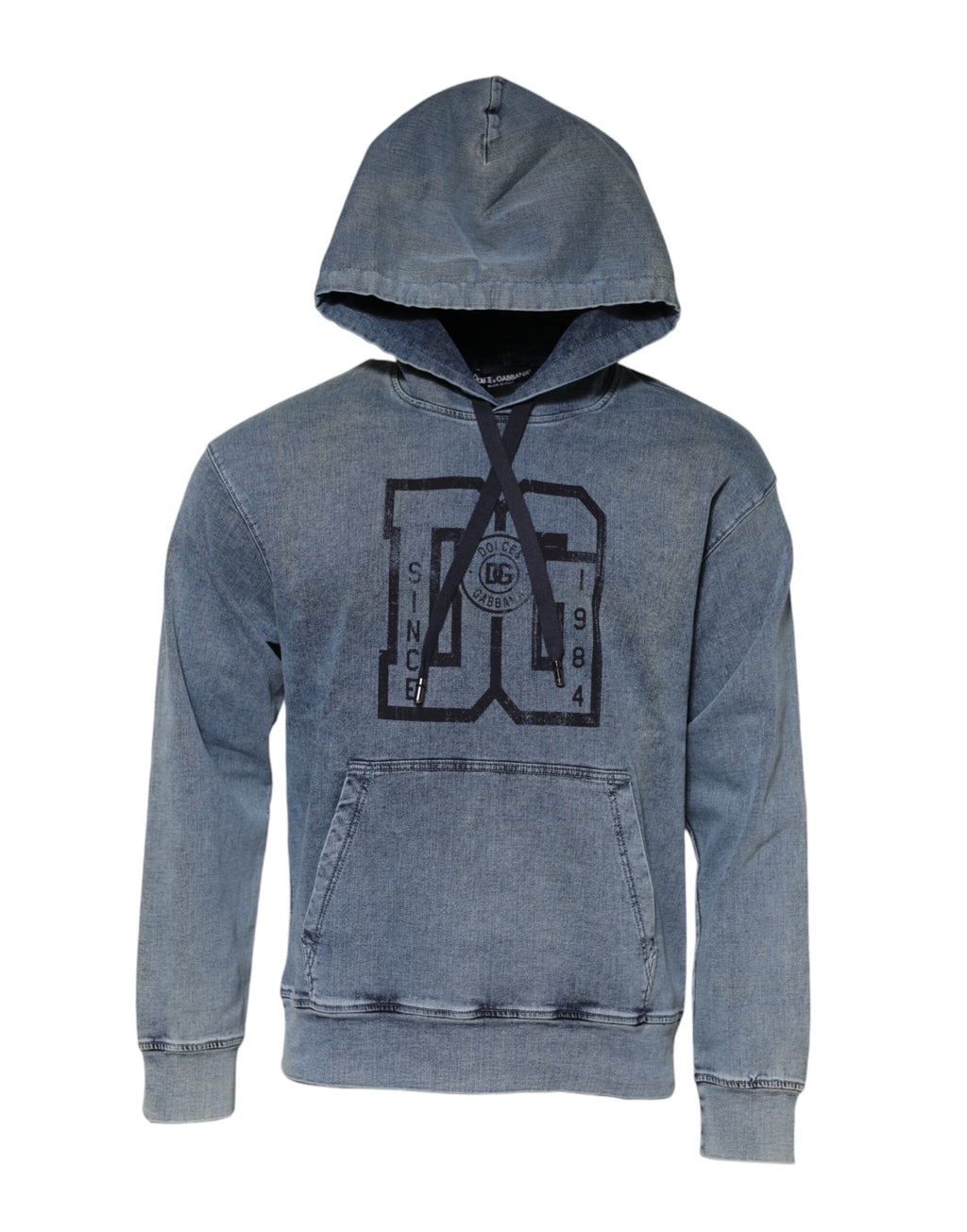 Dolce & Gabbana Blue Cotton-Blend Hooded Sweatshirt Pullover