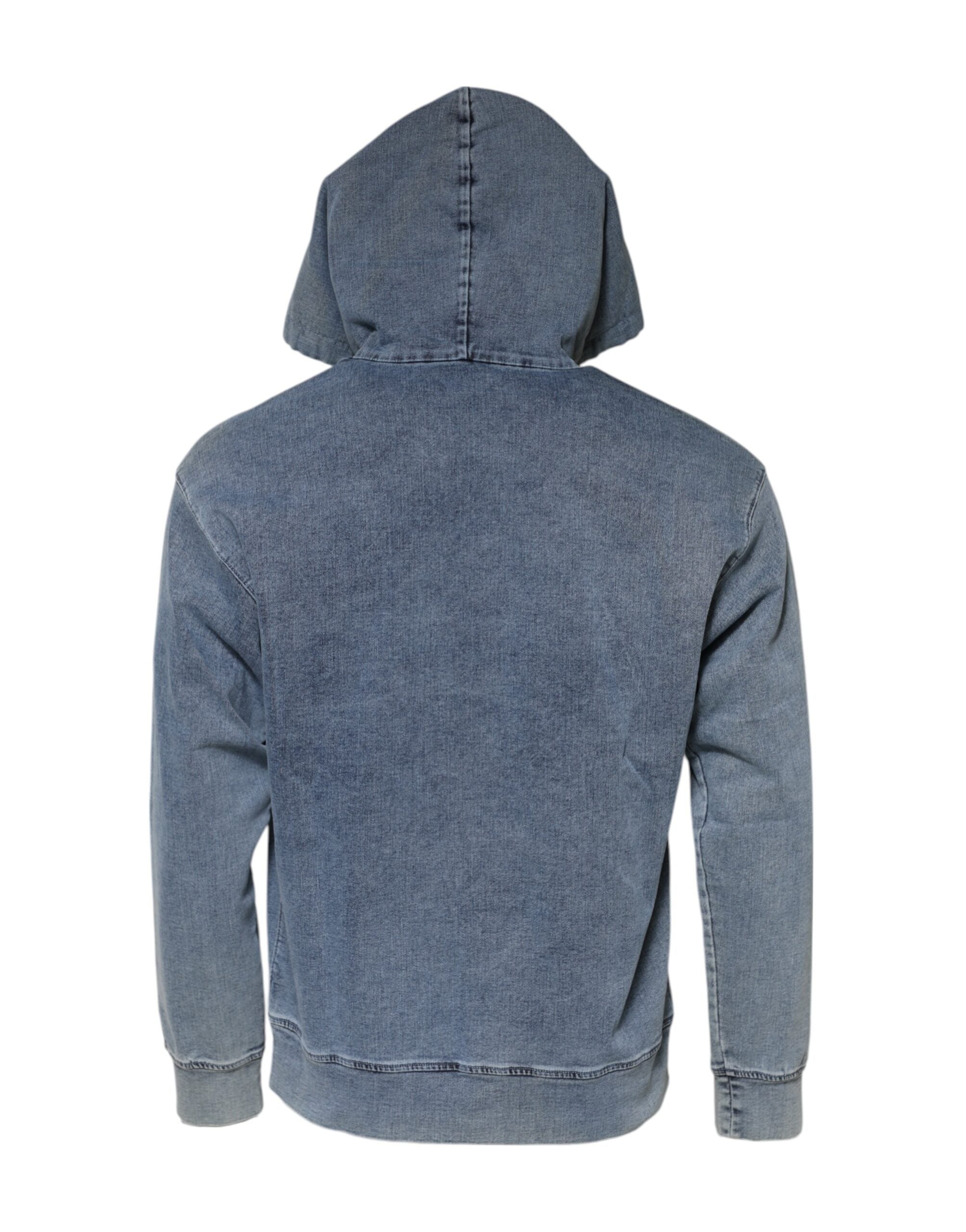 Dolce & Gabbana Blue Cotton-Blend Hooded Sweatshirt Pullover
