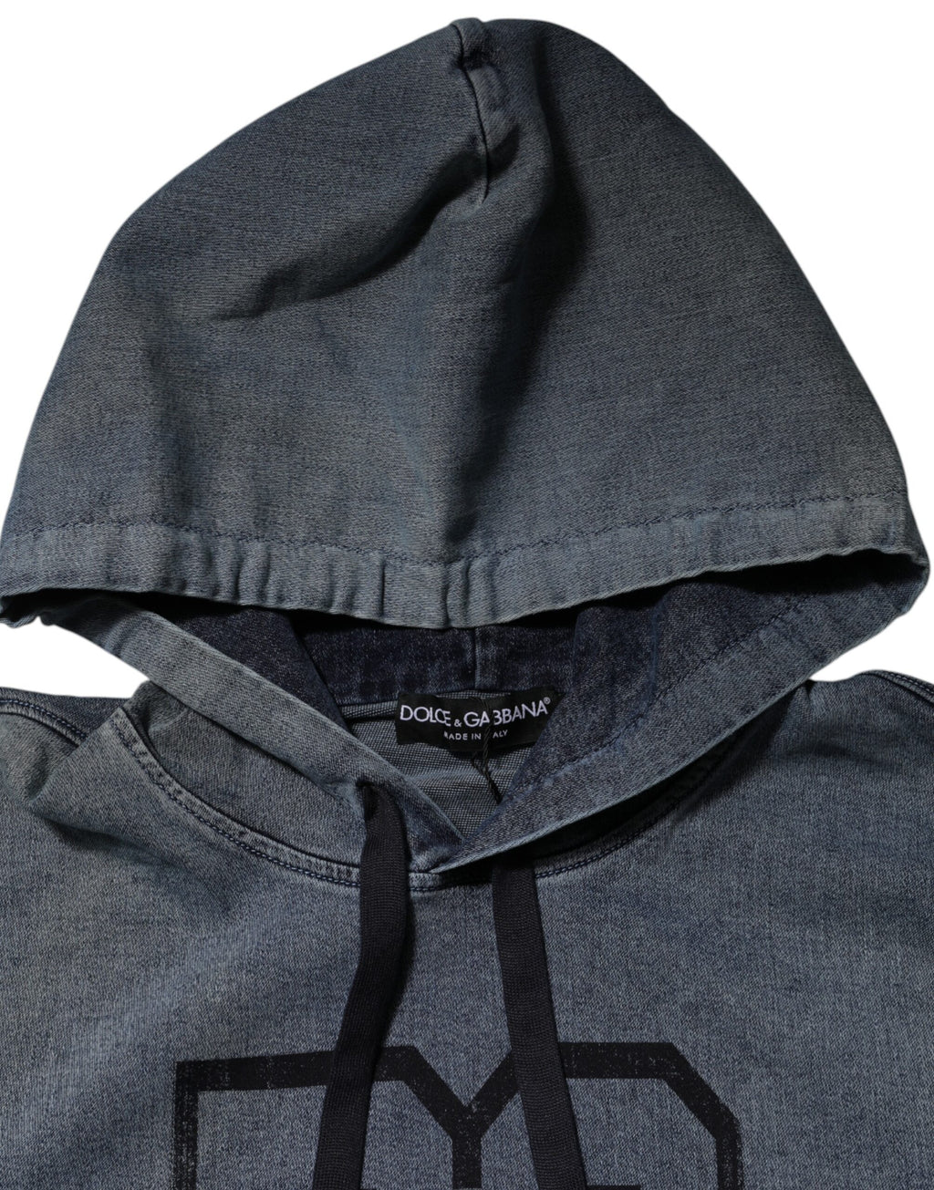 Dolce & Gabbana Blue Cotton-Blend Hooded Sweatshirt Pullover