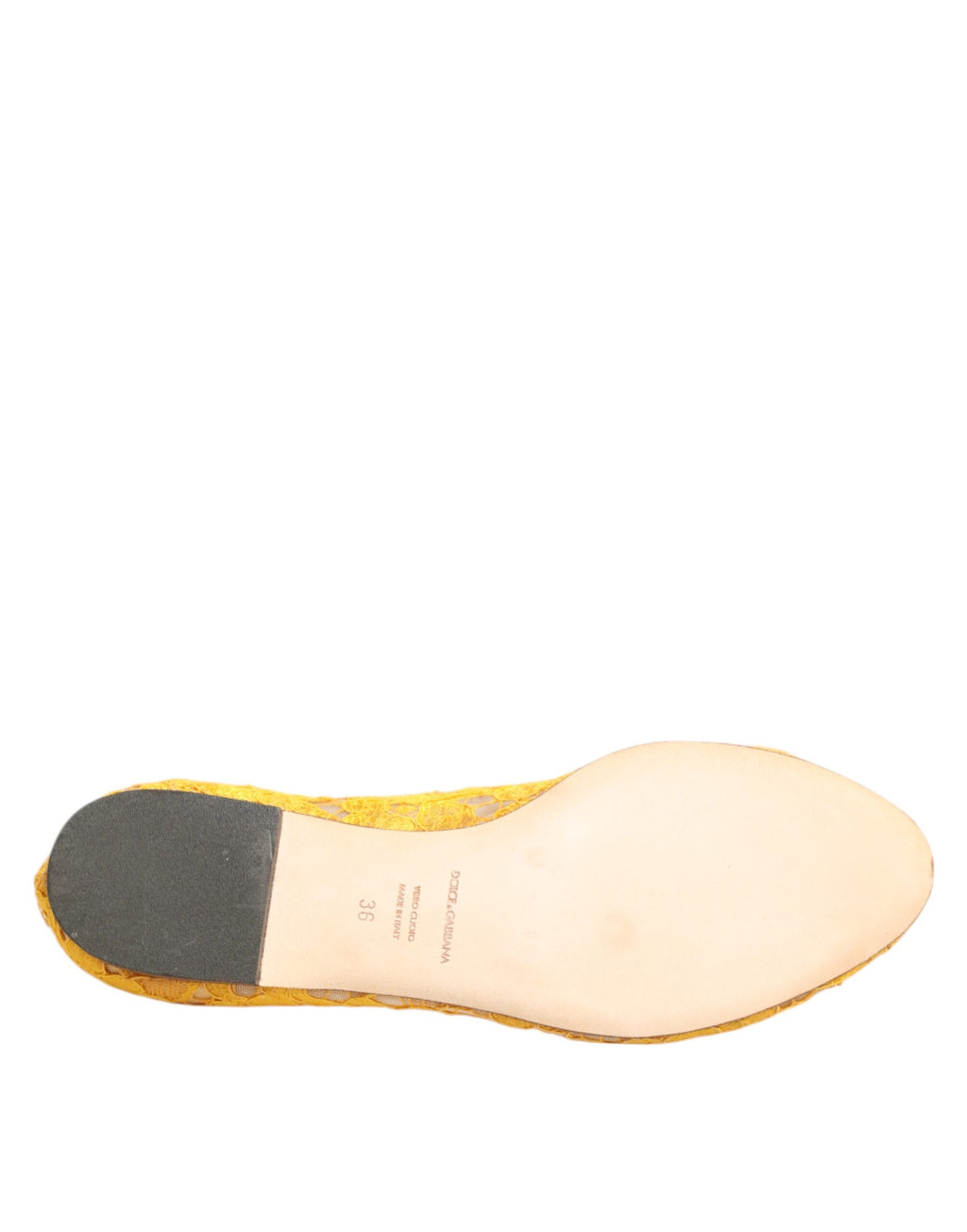 Dolce & Gabbana Yellow Taormina Lace Crystal Flats Shoes