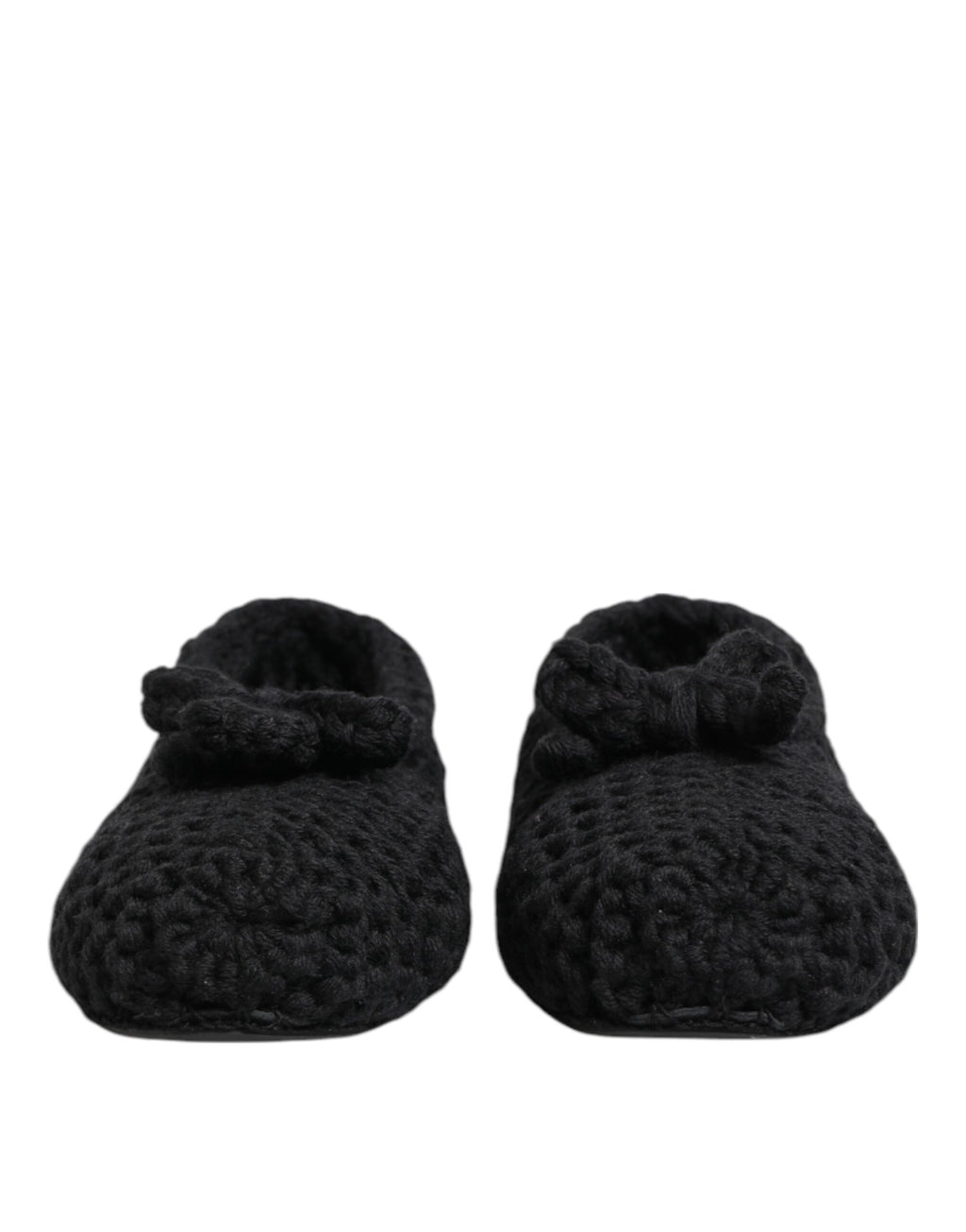 Dolce & Gabbana Black Wool Knit Slip-On Ballet Flats Shoes