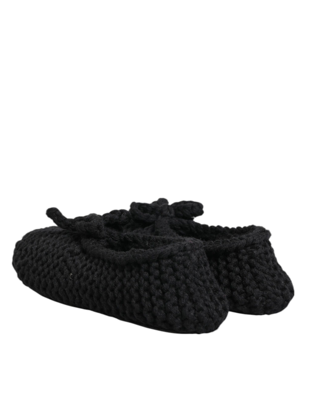 Dolce & Gabbana Black Wool Knit Slip-On Ballet Flats Shoes