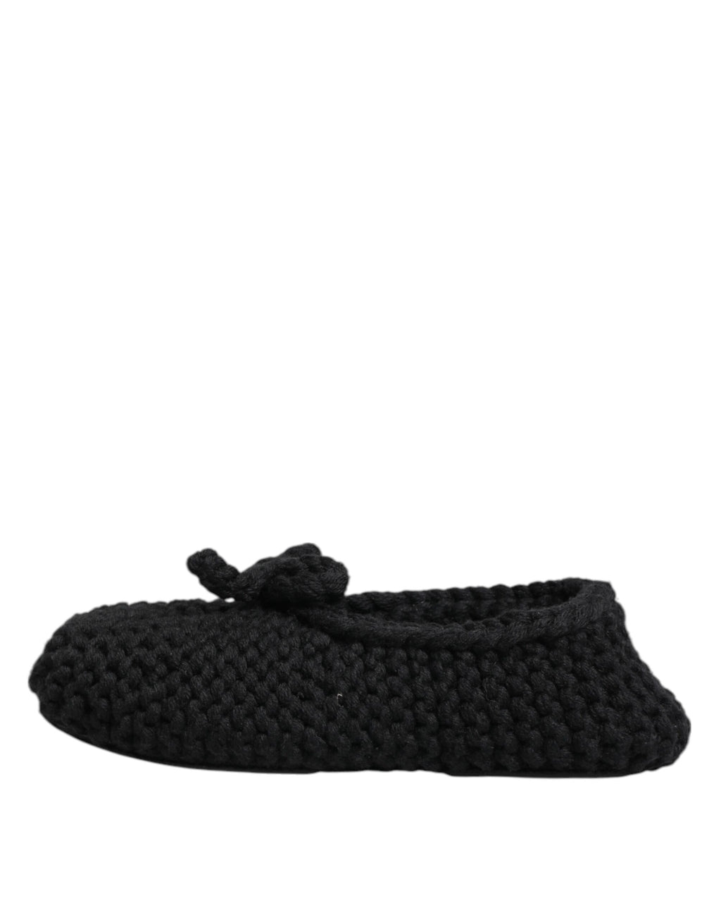 Dolce & Gabbana Black Wool Knit Slip-On Ballet Flats Shoes