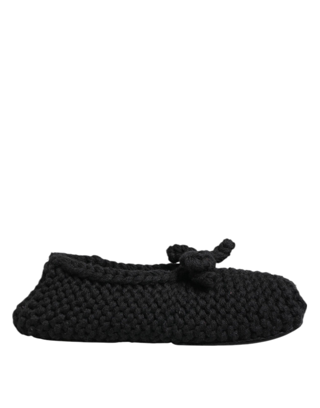 Dolce & Gabbana Black Wool Knit Slip-On Ballet Flats Shoes