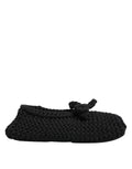 Dolce & Gabbana Black Wool Knit Slip-On Ballet Flats Shoes