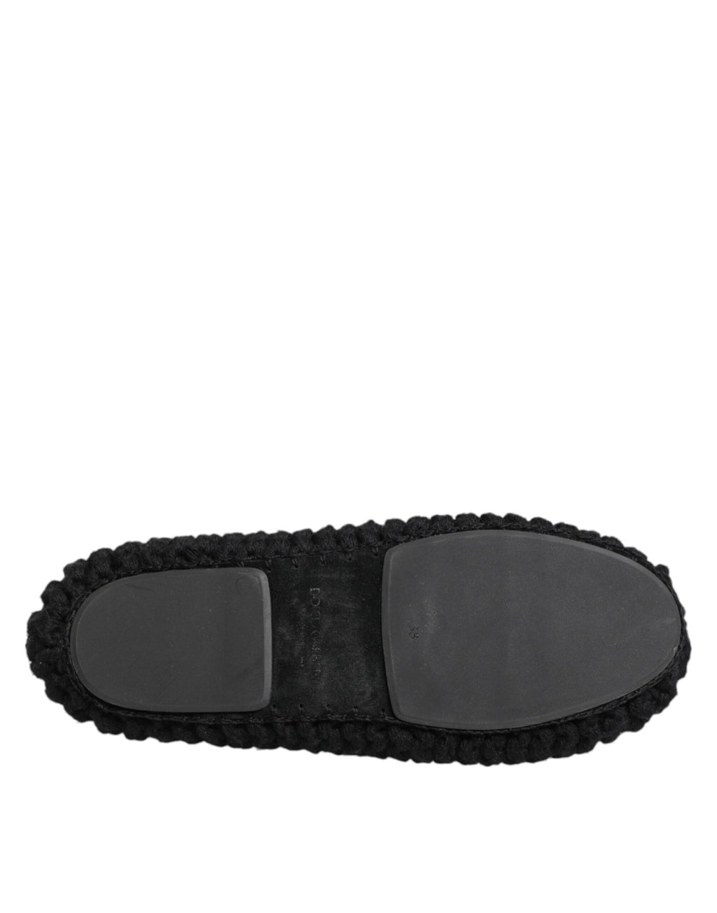 Dolce & Gabbana Black Wool Knit Slip-On Ballet Flats Shoes