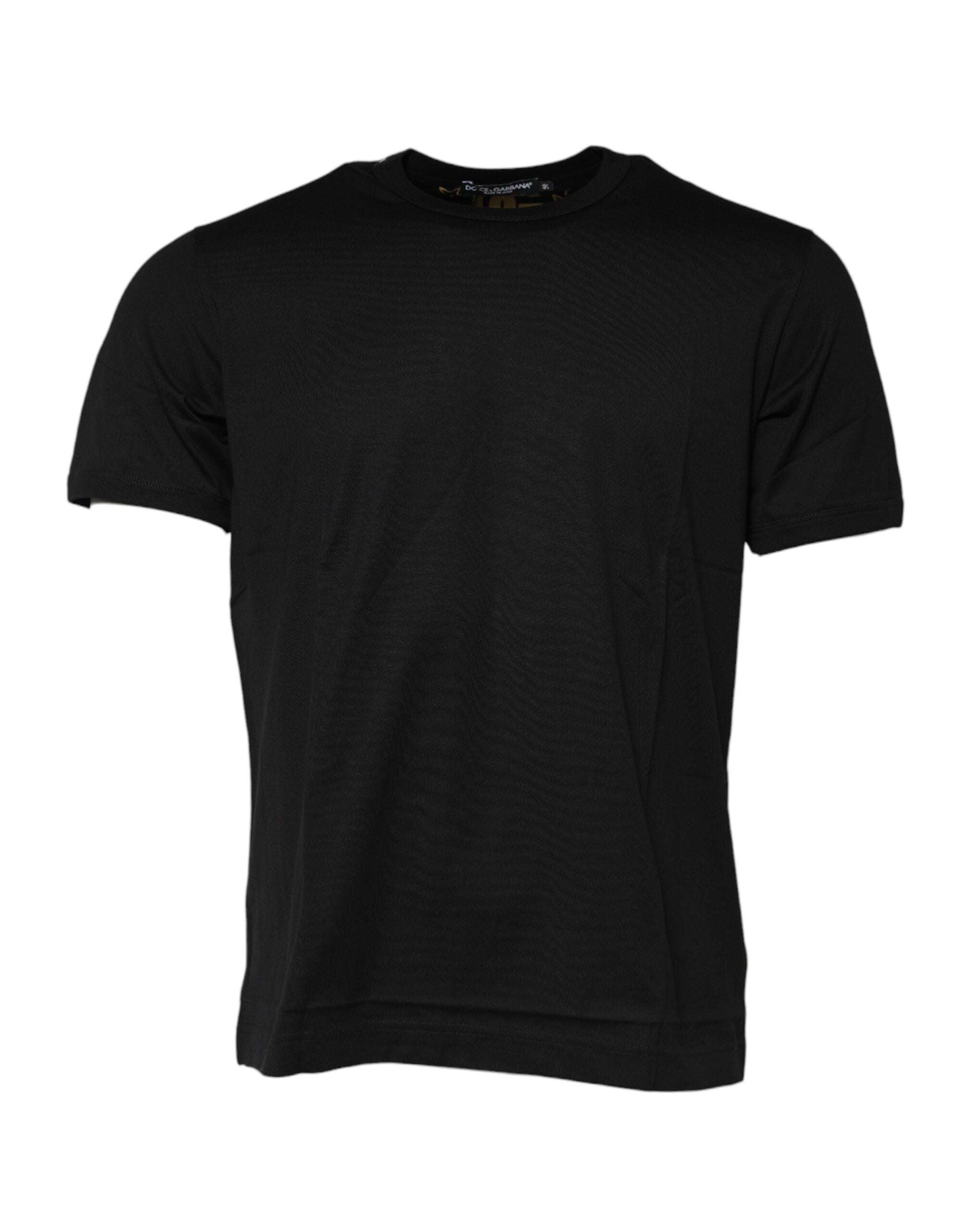 Dolce & Gabbana Schwarzes T-Shirt mit Rundhalsausschnitt und Logodruck aus Baumwolle