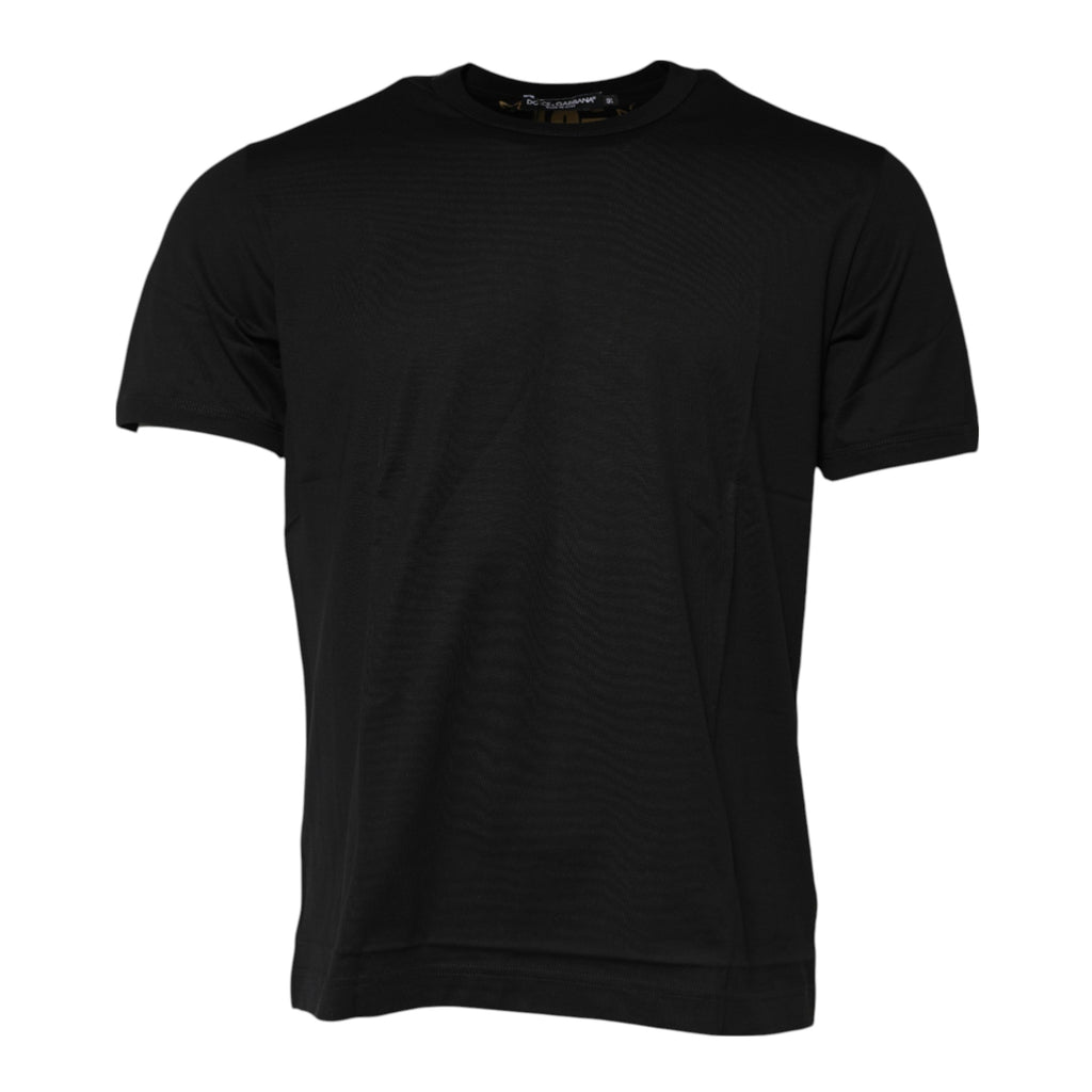 Dolce & Gabbana Schwarzes T-Shirt mit Rundhalsausschnitt und Logodruck aus Baumwolle