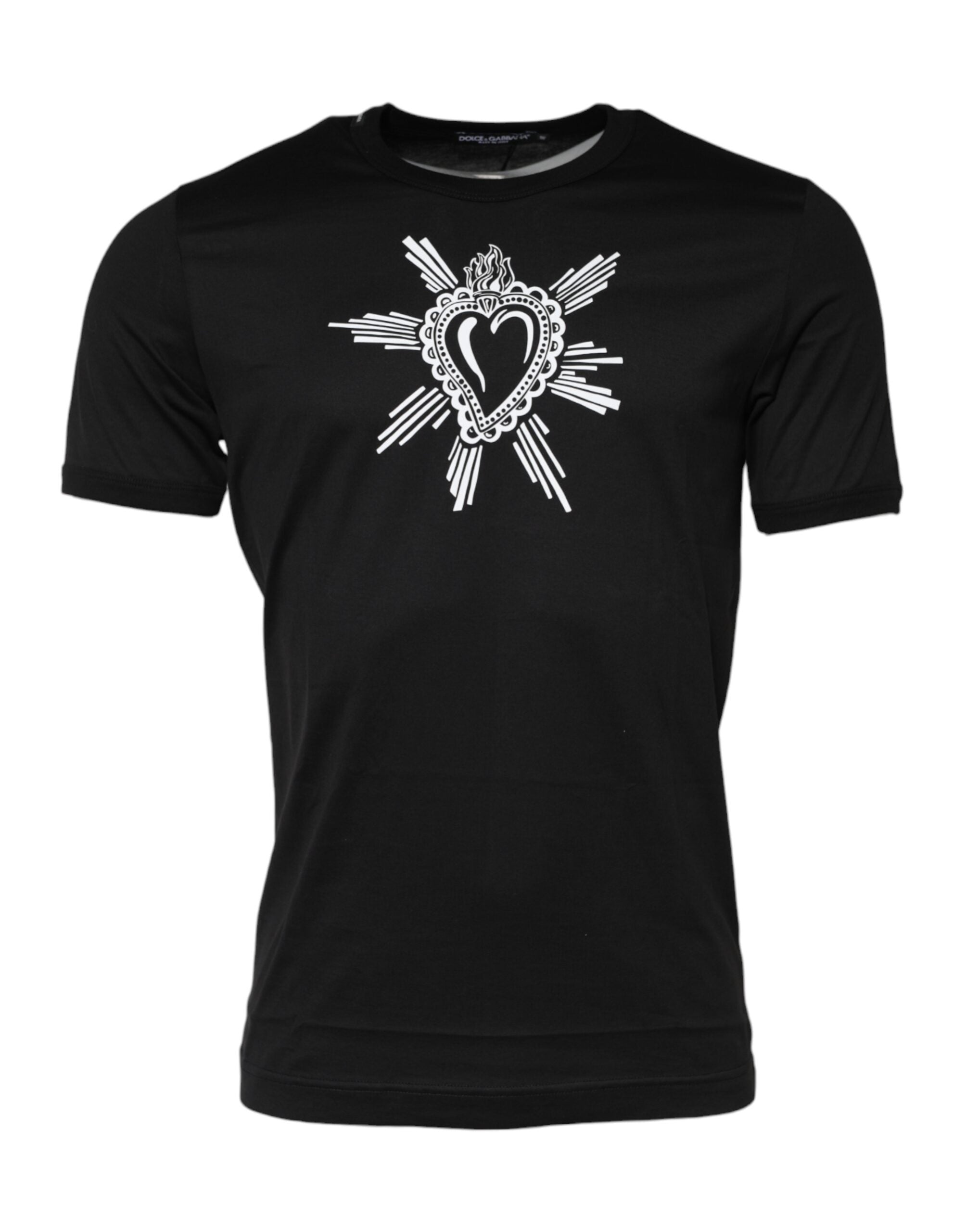 Dolce & Gabbana Black Sacred Heart Cotton Crewneck T-Shirt
