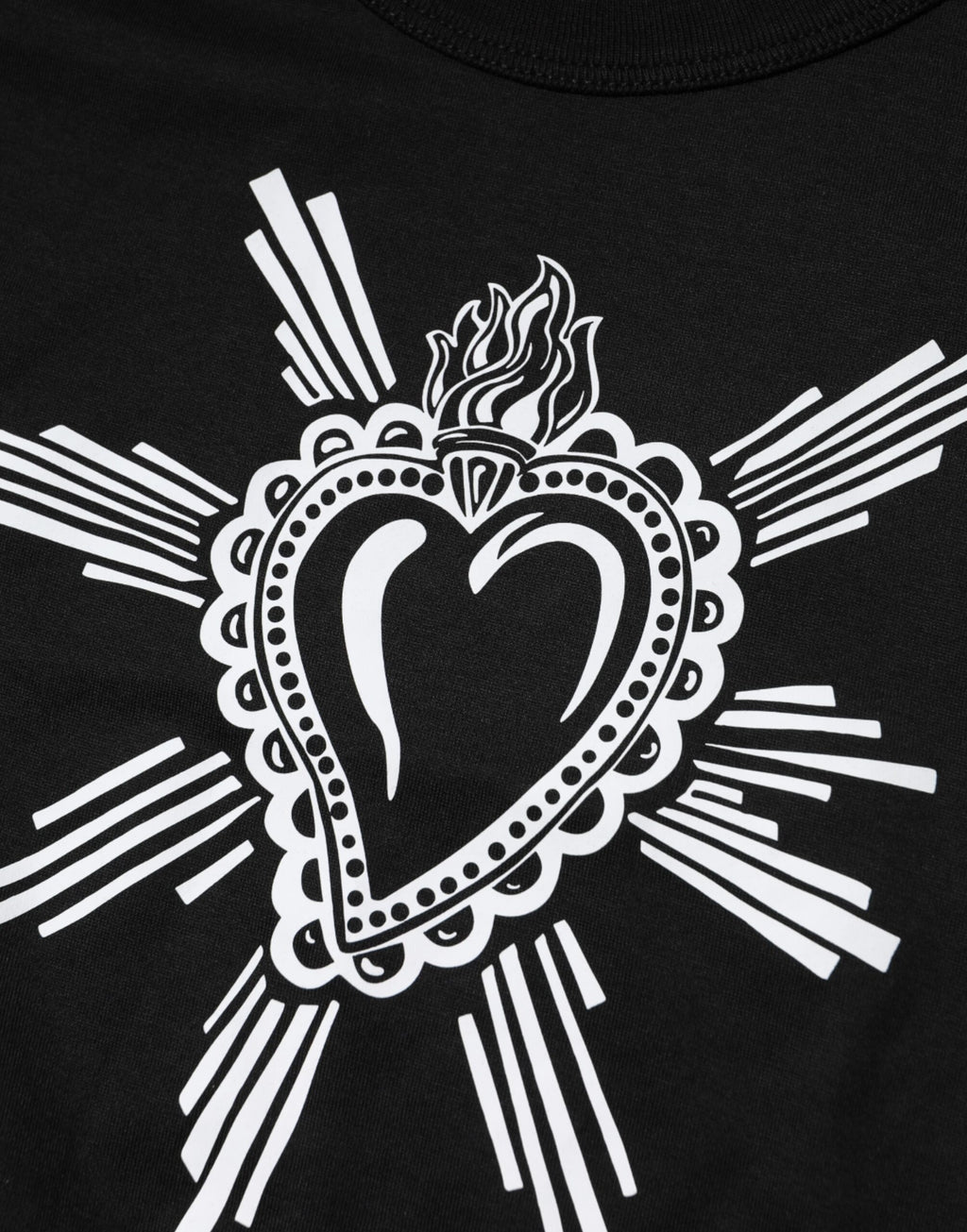 Dolce & Gabbana Black Sacred Heart Cotton Crewneck T-Shirt