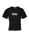 Dolce & Gabbana Schwarzes DG Vib3 Print Baumwoll-T-Shirt mit Rundhalsausschnitt