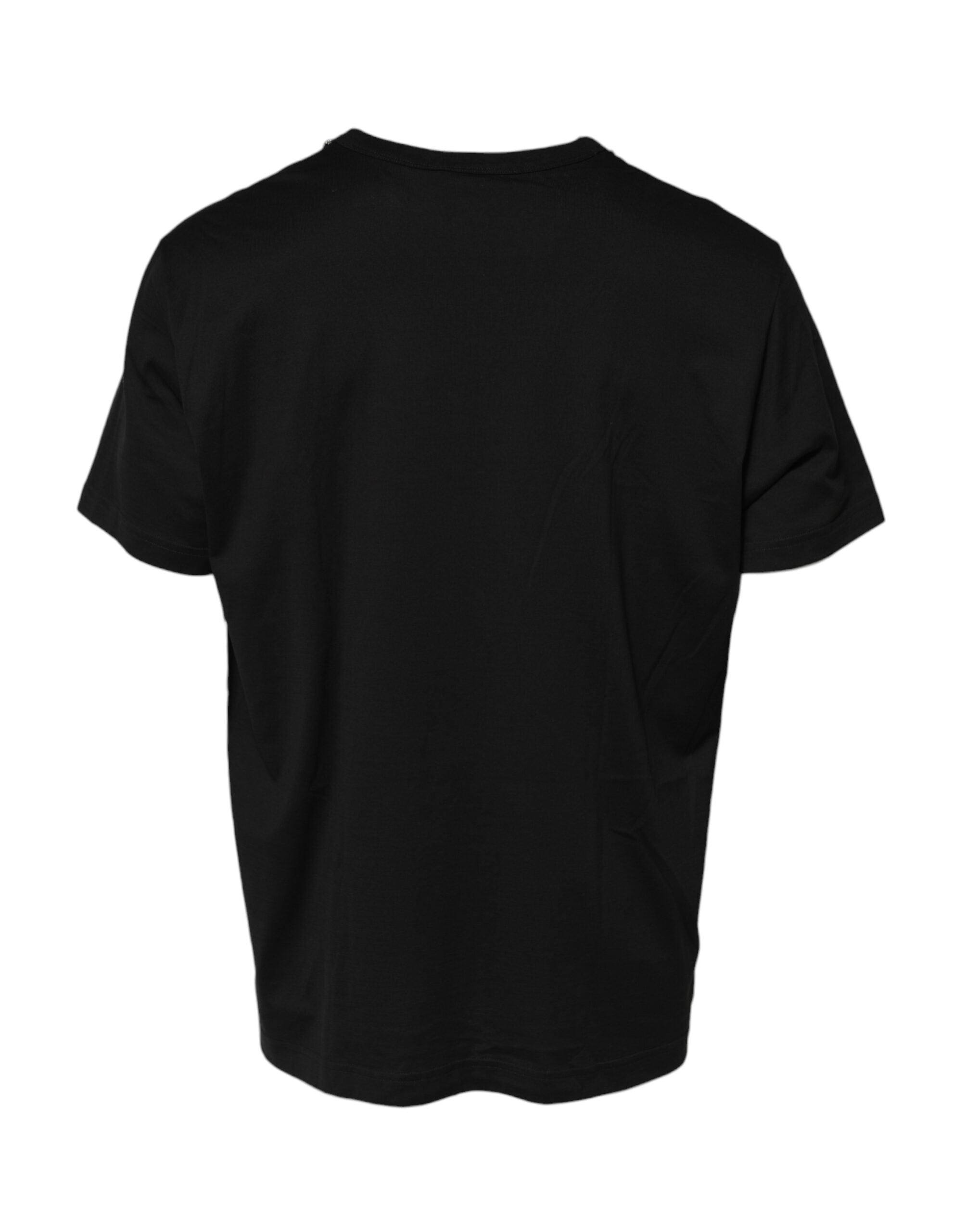 Dolce & Gabbana Black Cotton Crew Neck Chain T-Shirt