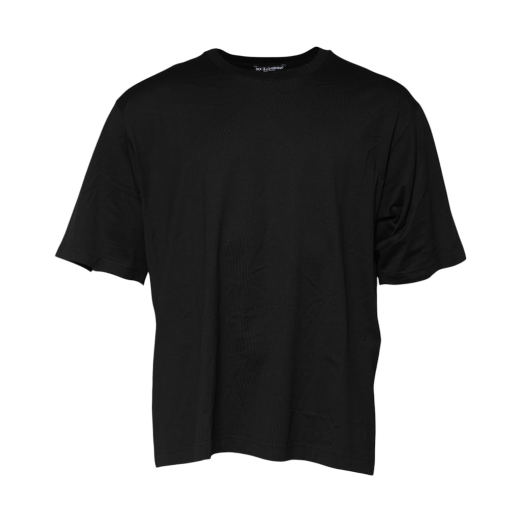 Dolce & Gabbana Black Cotton Crew-Neck Short-Sleeve T-Shirt