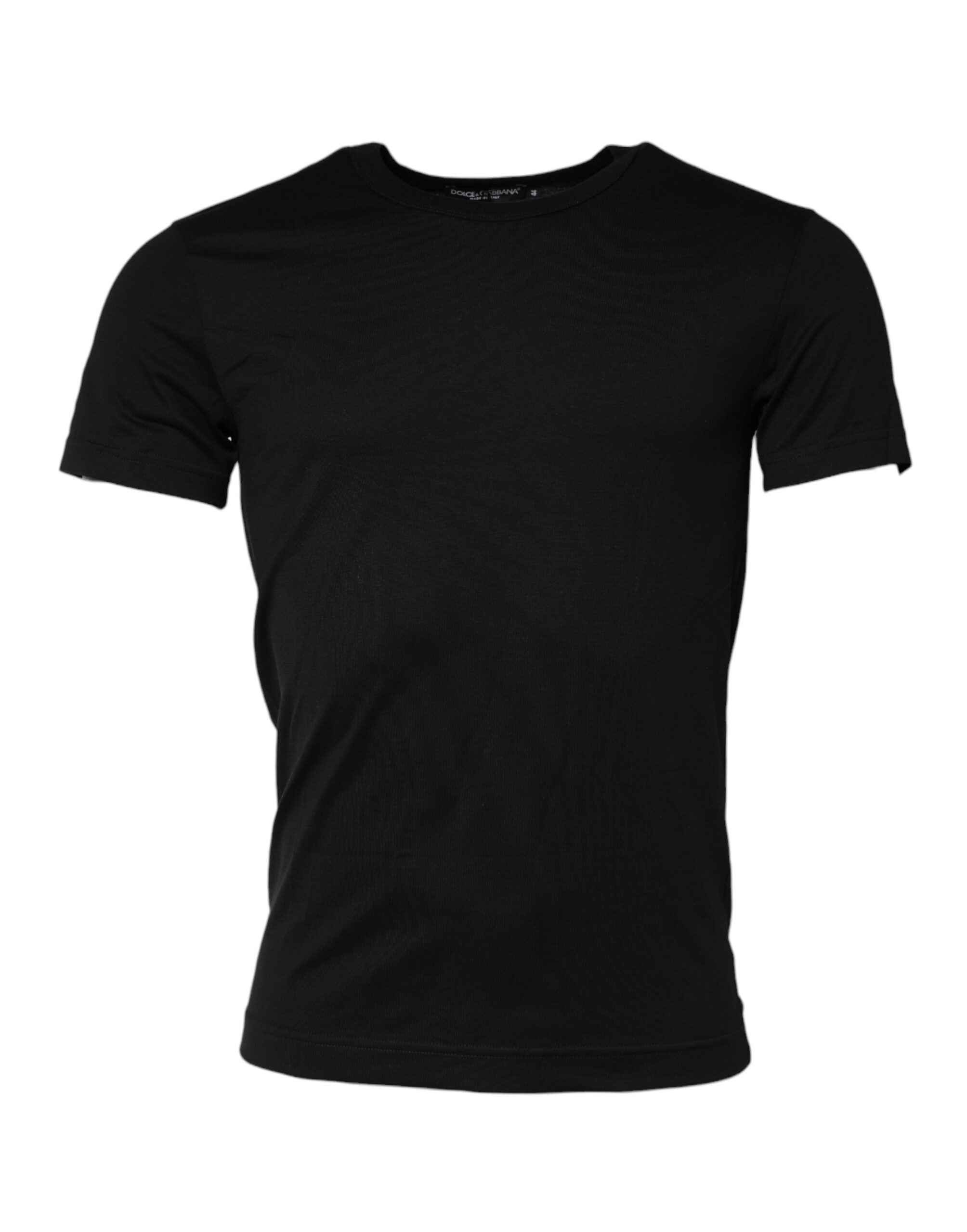 Dolce & Gabbana Schwarzes Baumwoll-Crewneck-T-Shirt mit kurzen Ärmeln