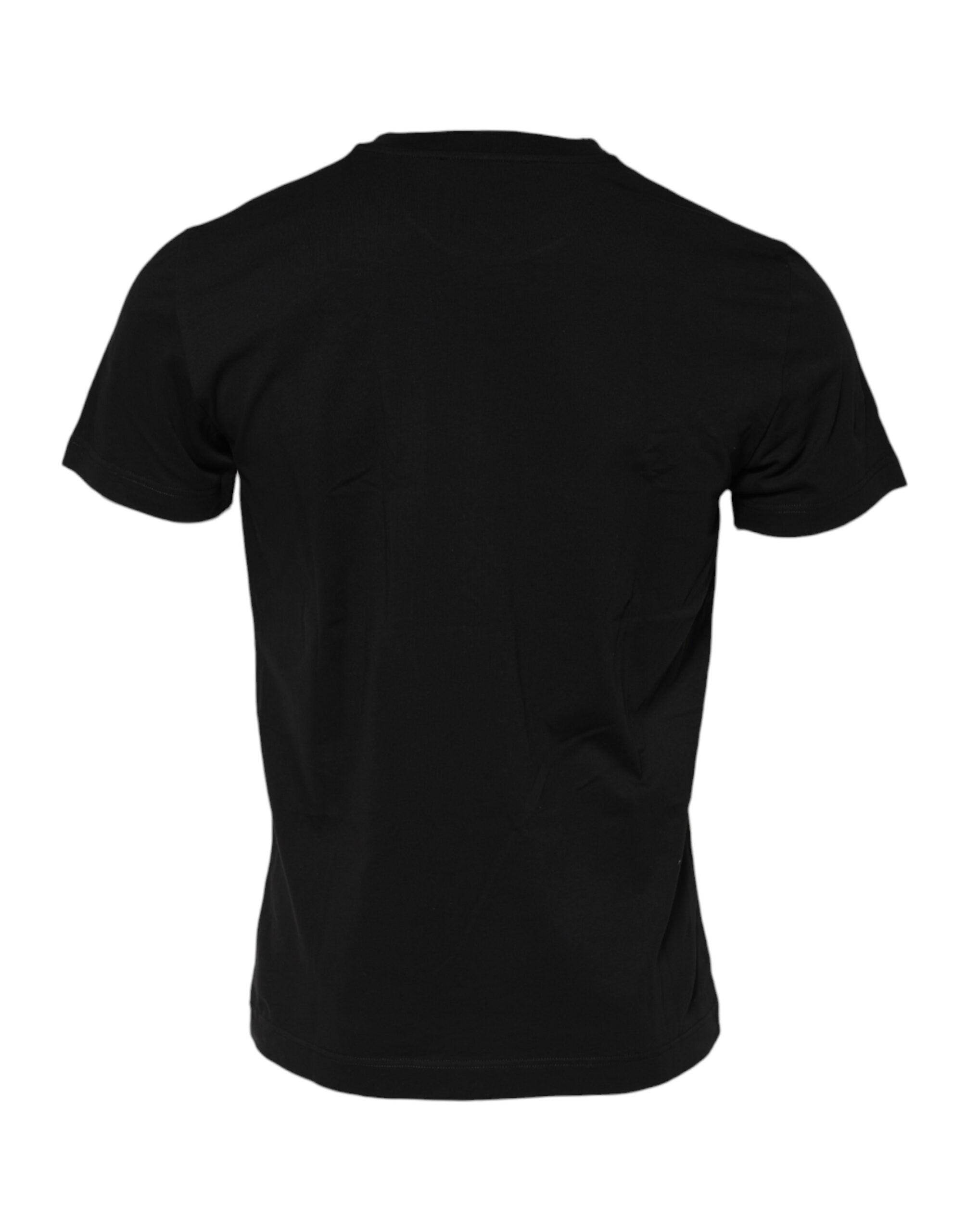 Dolce & Gabbana Black Cotton Crew-Neck Short-Sleeve T-Shirt