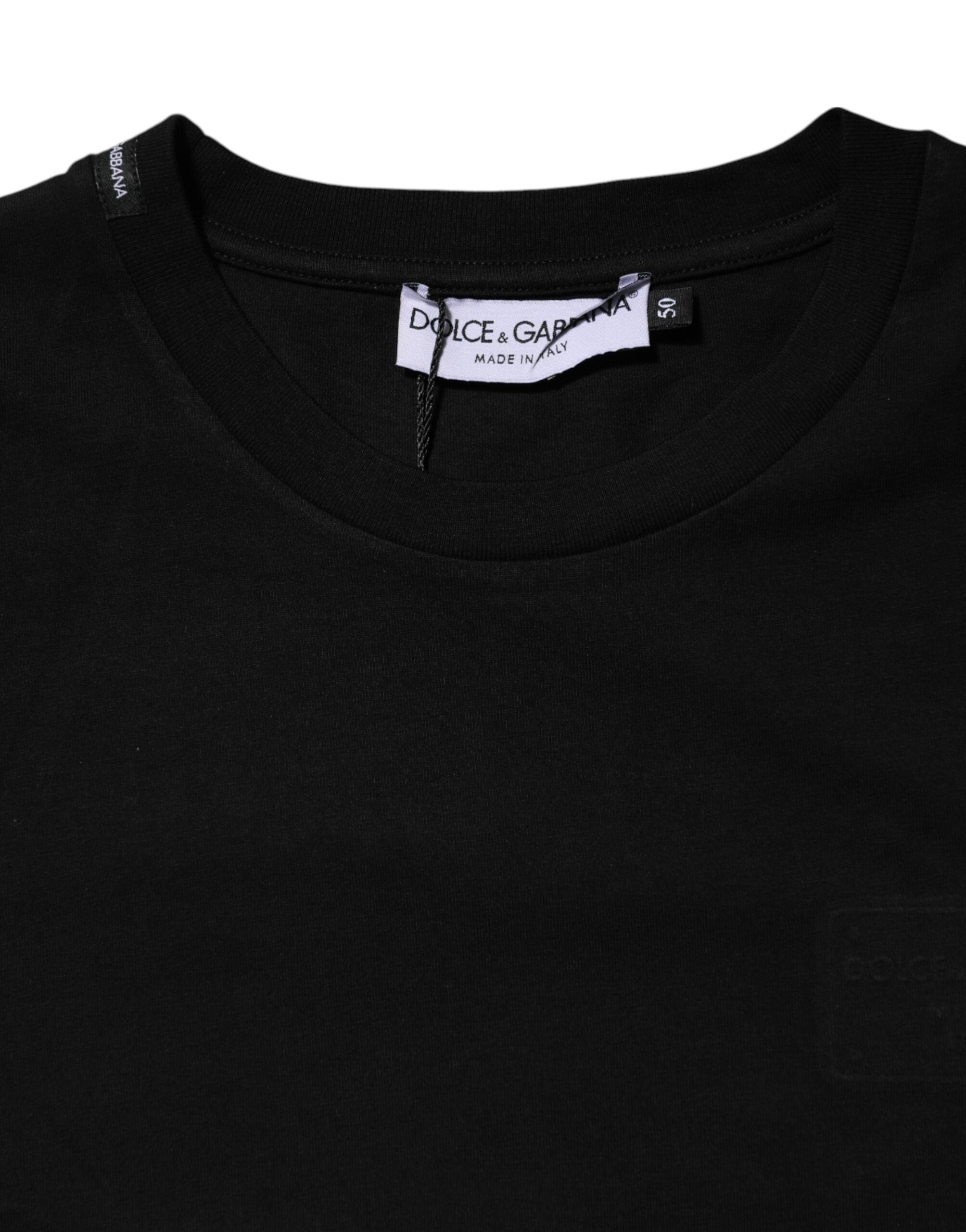 Dolce & Gabbana Black Cotton Crew-Neck Short-Sleeve T-Shirt