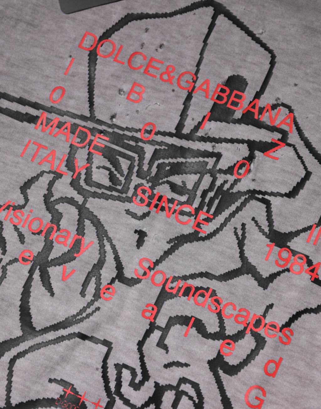 Dolce & Gabbana Grey Cotton Graphic Print Crew Neck T-Shirt
