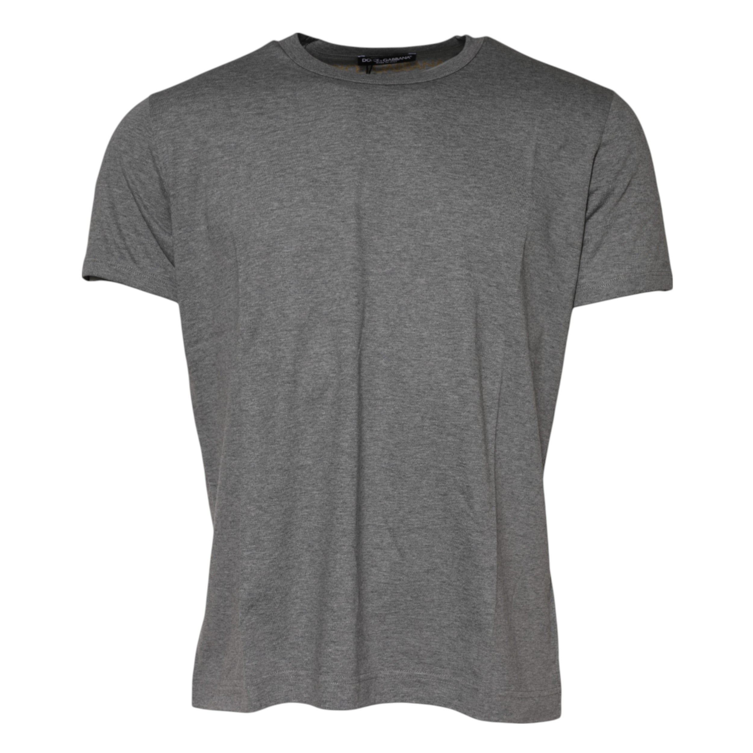 Dolce & Gabbana Graues Baumwoll-T-Shirt mit Rundhalsausschnitt und kurzen Ärmeln