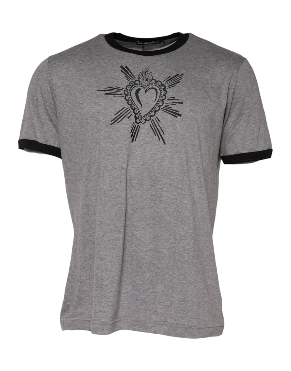 Dolce & Gabbana Grey Sacred Heart Cotton Crew Neck T-Shirt