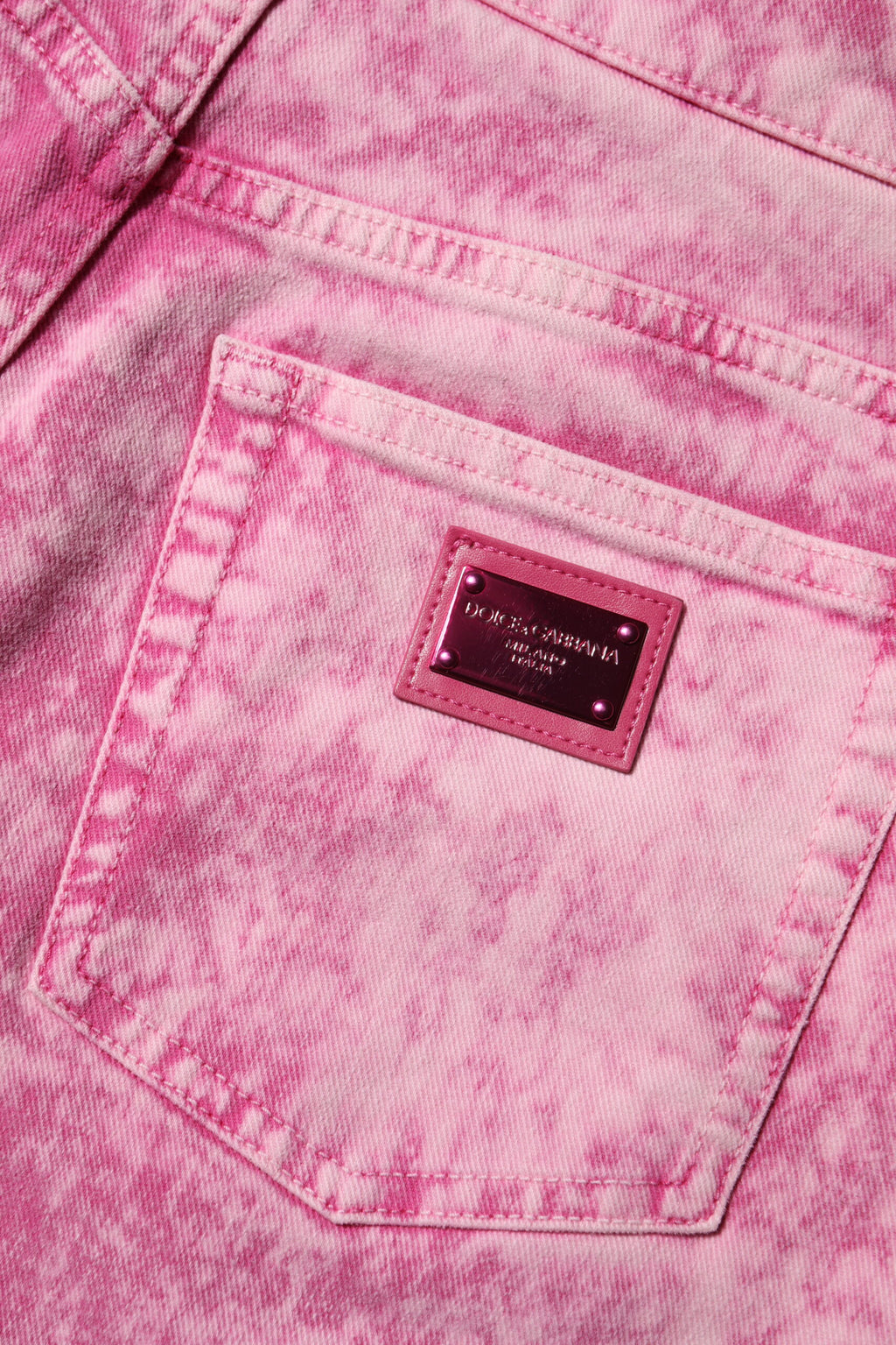Dolce & Gabbana Pink Tie Dye High-Waisted Tapered Denim Jeans