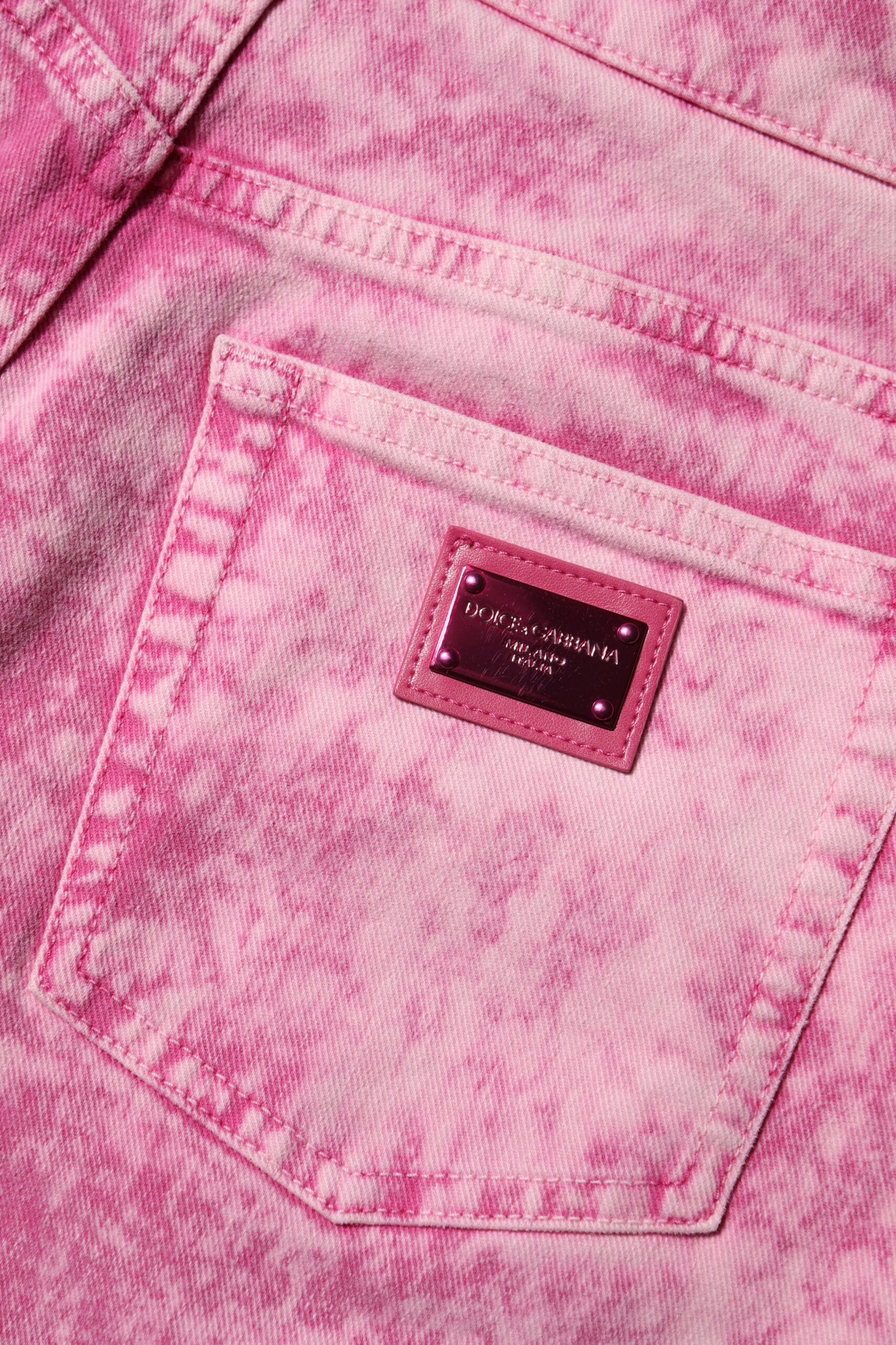 Dolce & Gabbana Pink Tie Dye High-Waisted Tapered Denim Jeans
