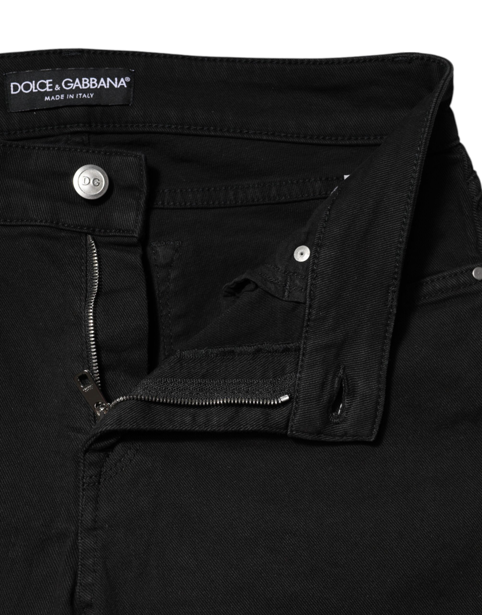 Dolce & Gabbana Black Mid-Rise Cotton Skinny Denim Jeans