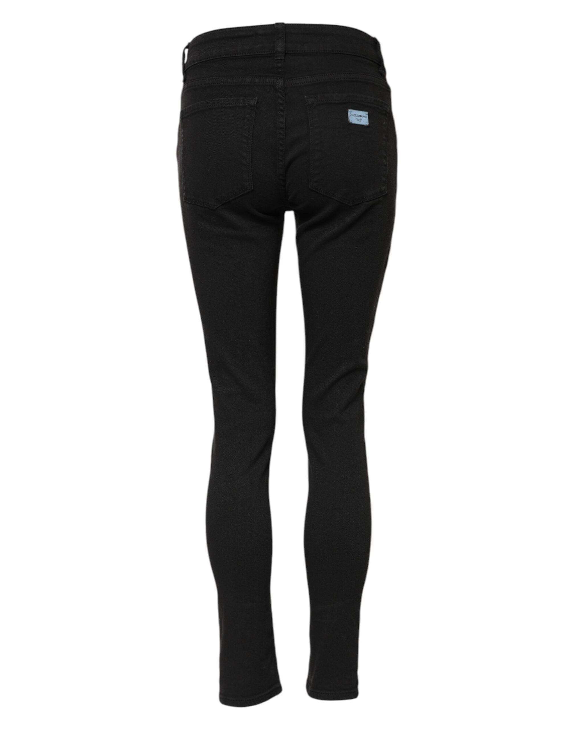 Dolce & Gabbana Black Mid-Rise Cotton Skinny Denim Jeans