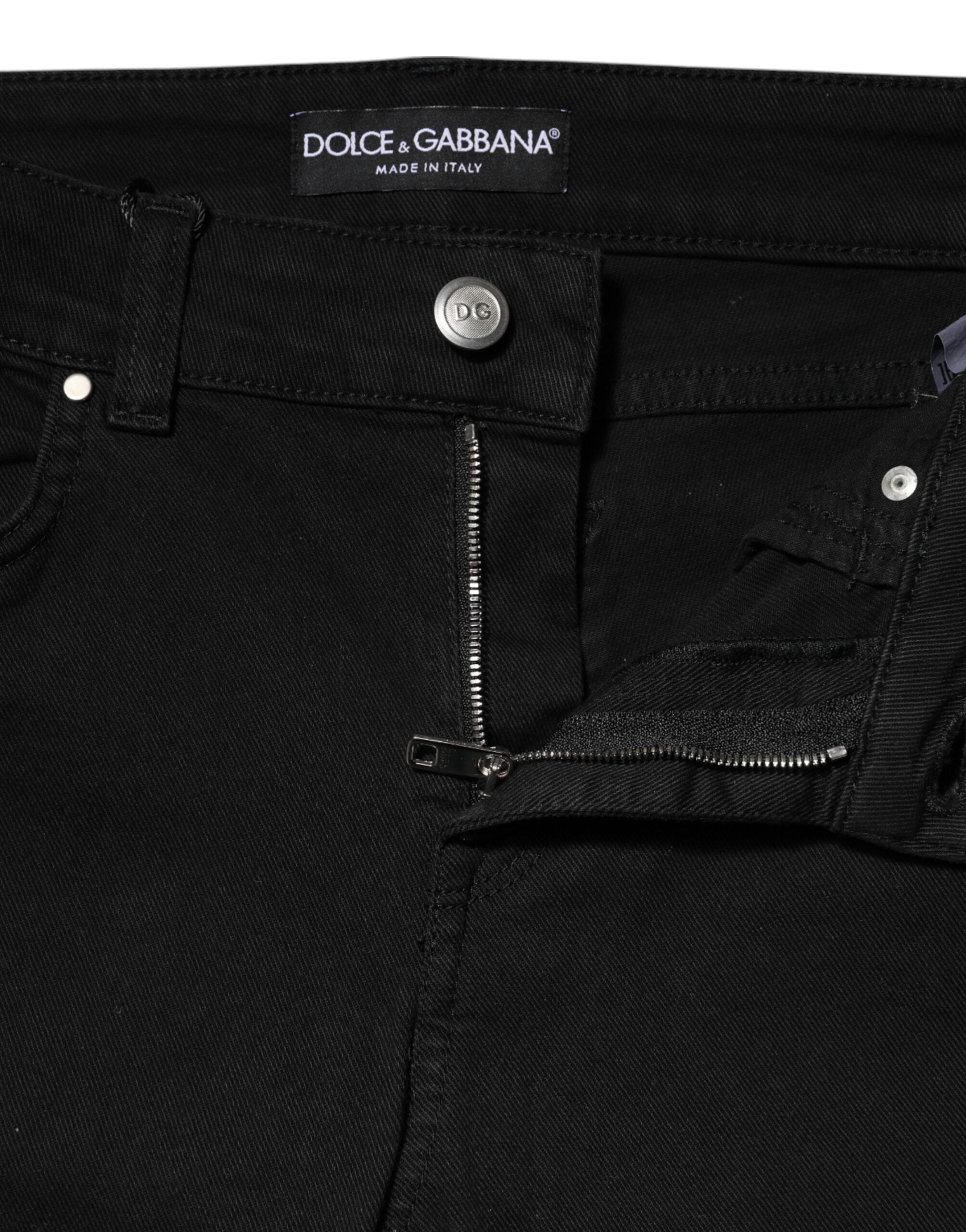 Dolce & Gabbana Black Mid-Rise Cotton Skinny Denim Jeans