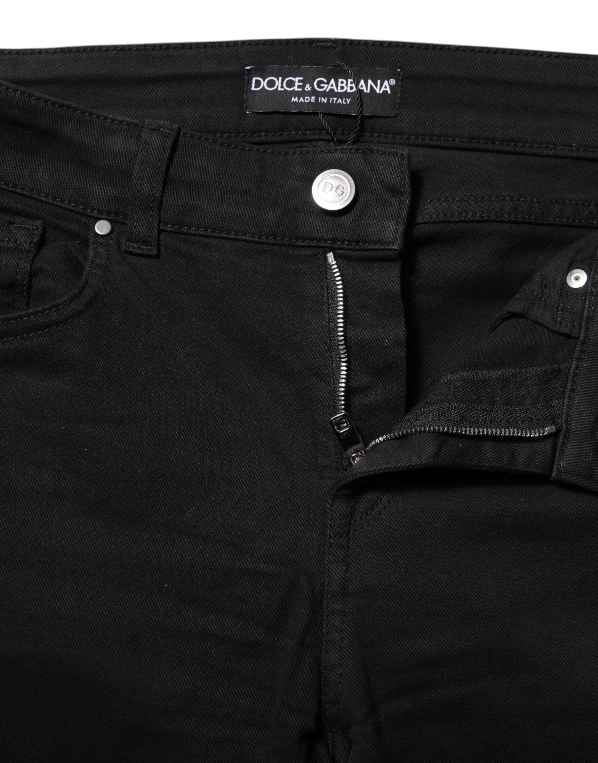Dolce & Gabbana Black Mid-Rise Cotton Skinny Denim Jeans