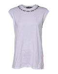 Dolce & Gabbana Weißes ärmelloses bedrucktes Tank-T-Shirt aus Baumwolle