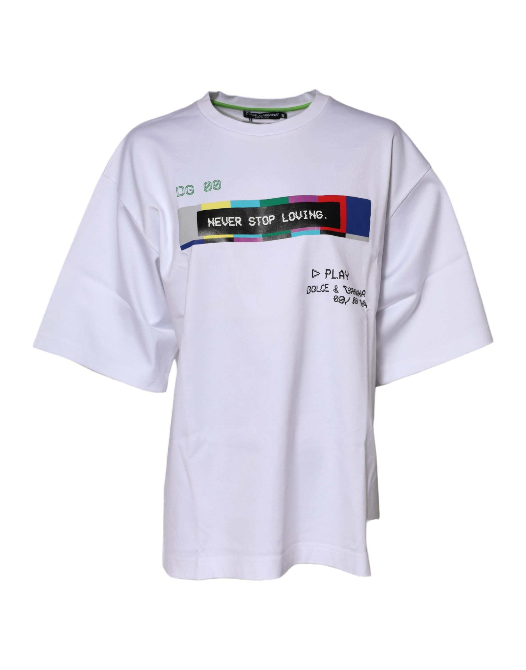 Dolce & Gabbana White Cotton Short Sleeve Printed T-Shirt