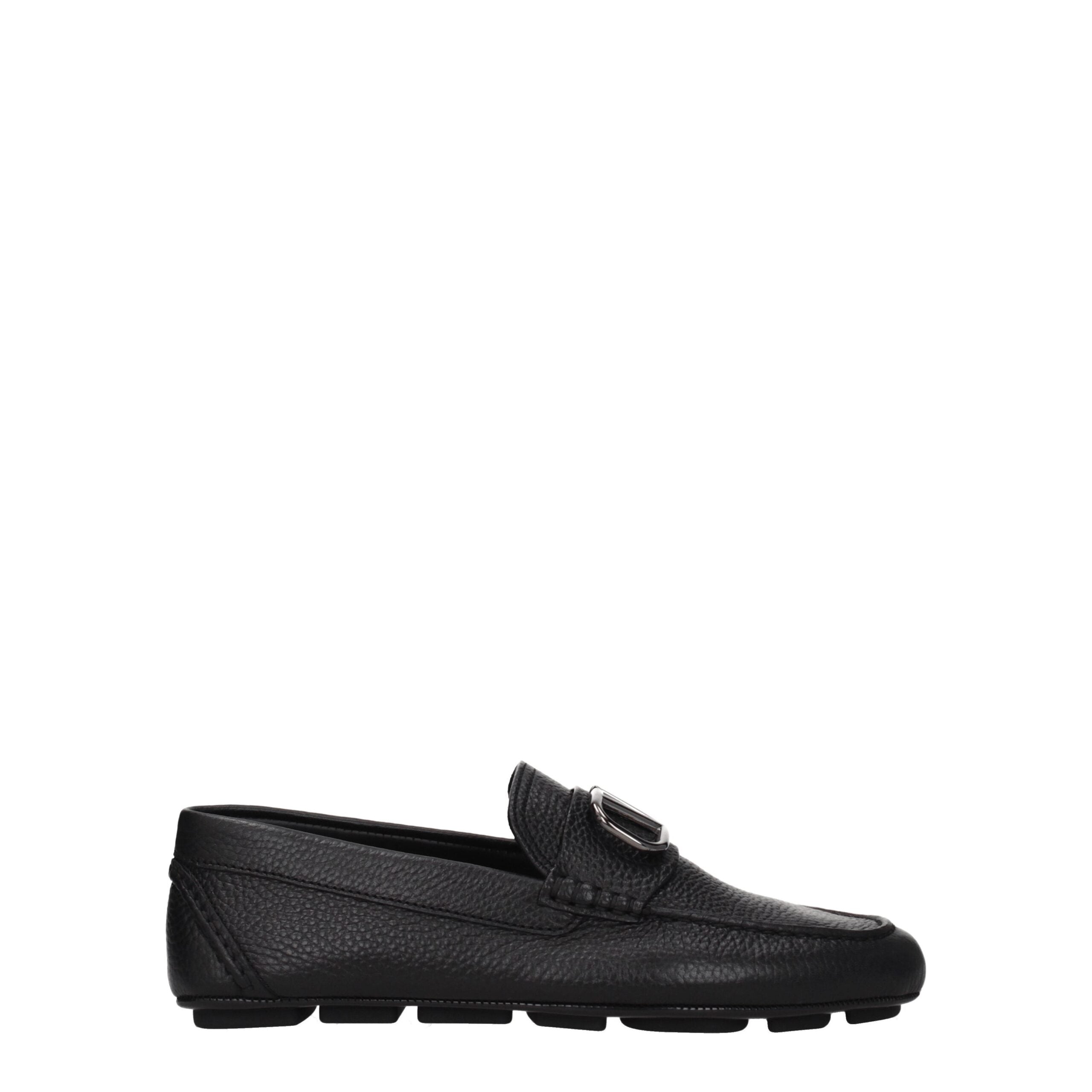 Valentino Garavani Black Leather Slippers