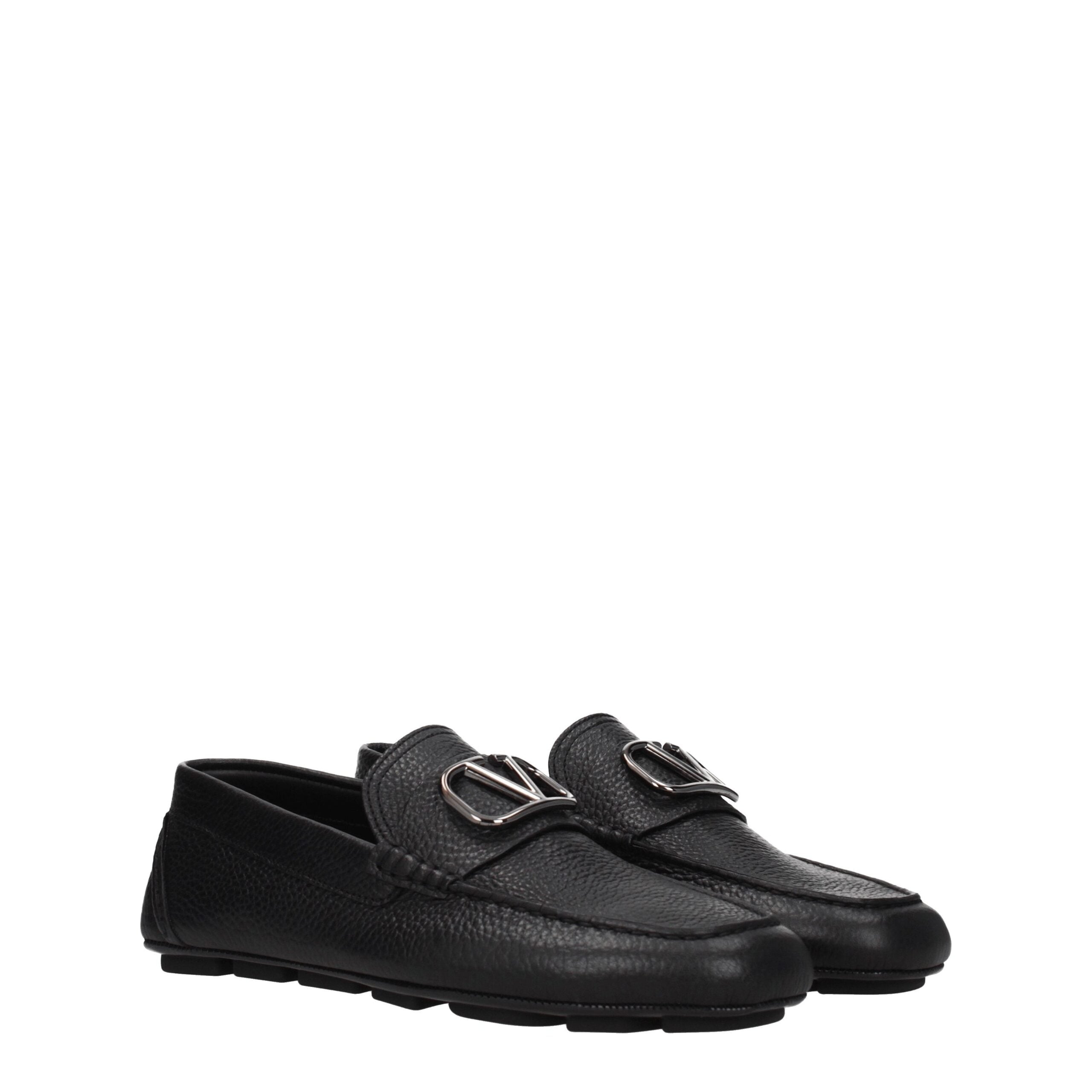 Valentino Garavani Black Leather Slippers