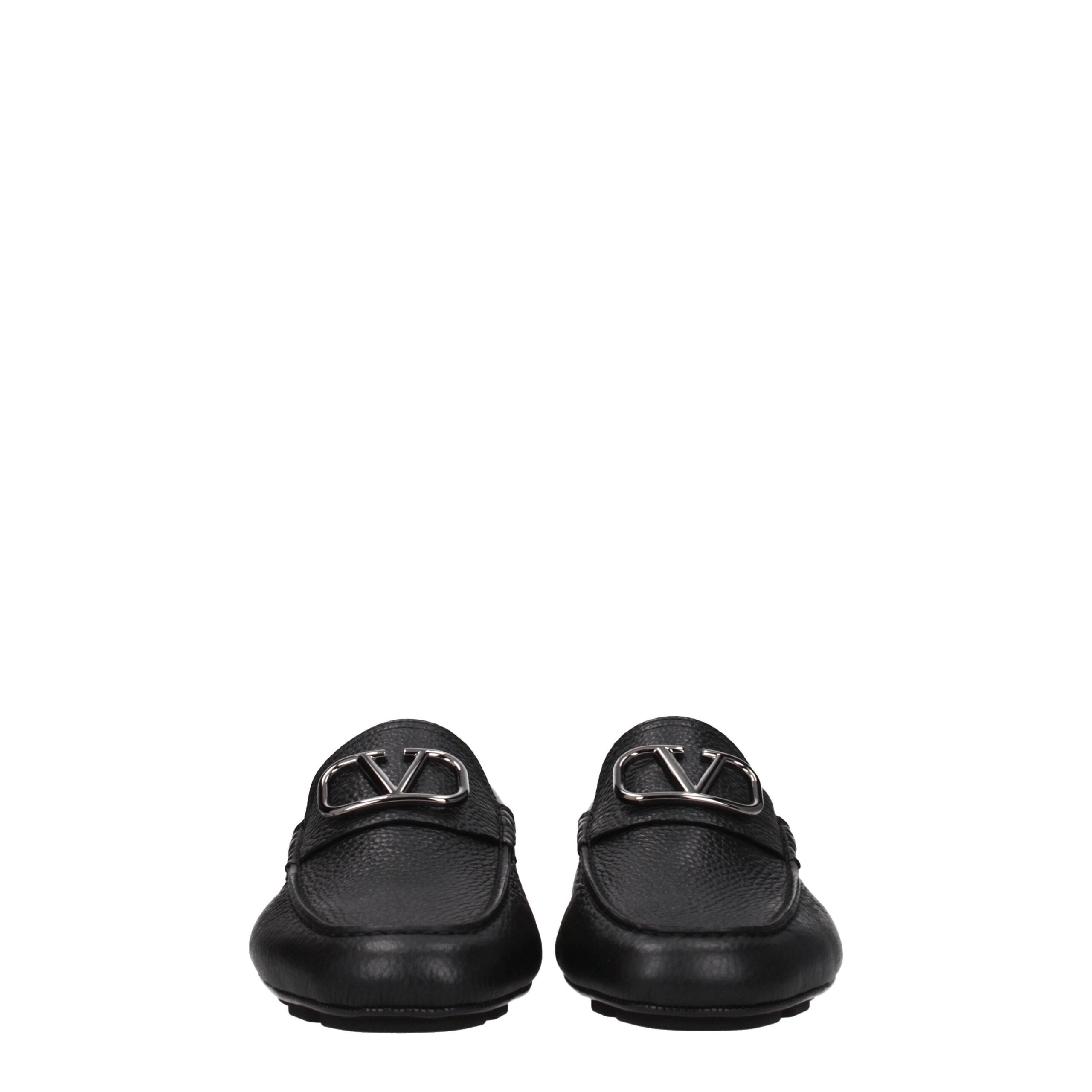 Valentino Garavani Black Leather Slippers