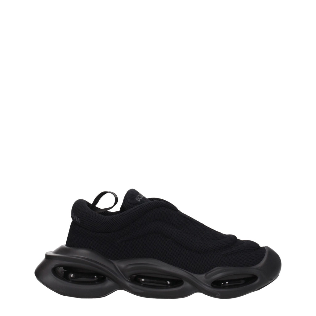 Dolce & Gabbana Schwarzer Stoff Chunky Sneakers