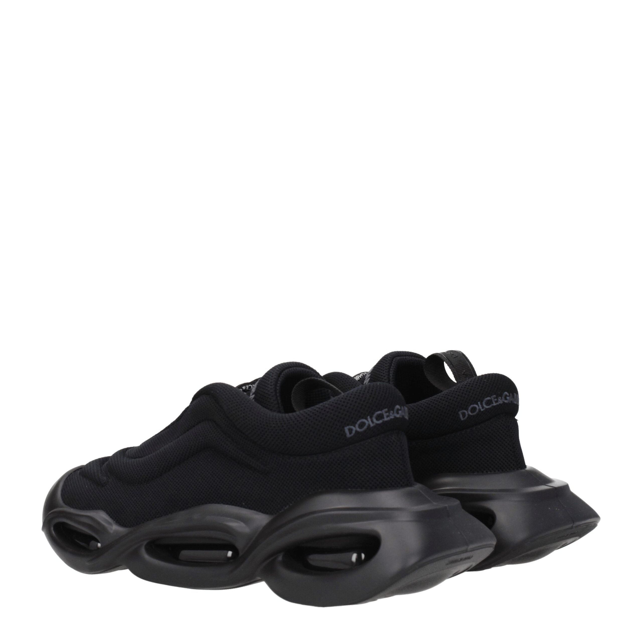 Dolce & Gabbana Schwarzer Stoff Chunky Sneakers