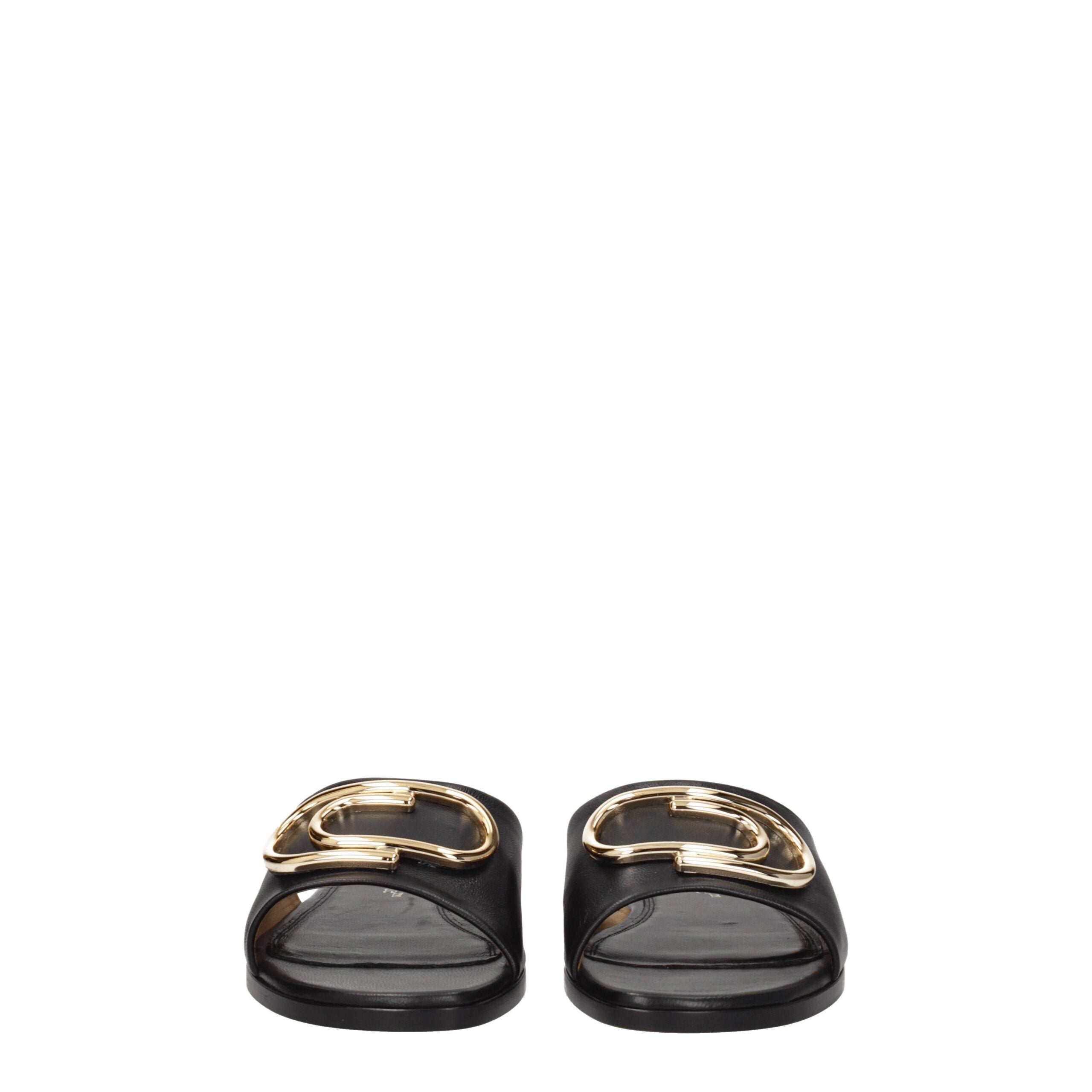 Off-White Elegant Leather Slippers in Black