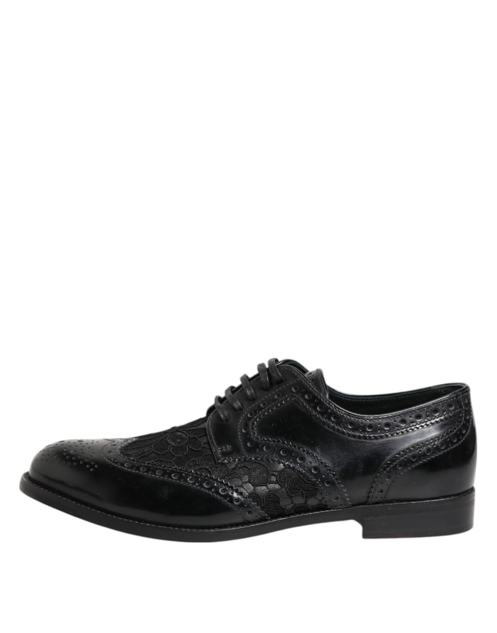 Dolce & Gabbana Schwarze Leder Floral Spitze Kleid Formelle Schuhe