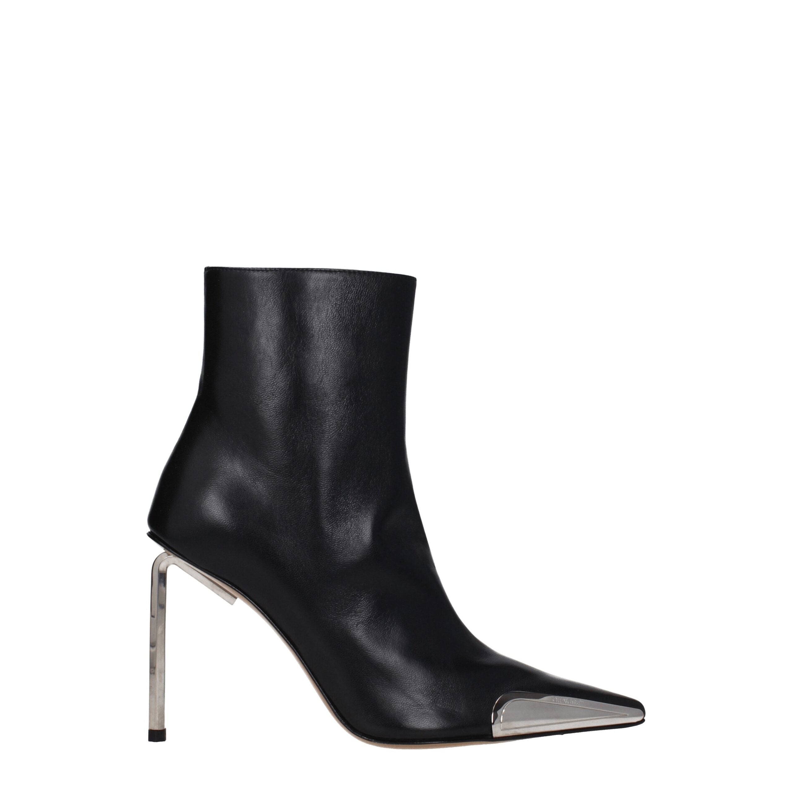 Off-White Schwarze Lederstiefeletten