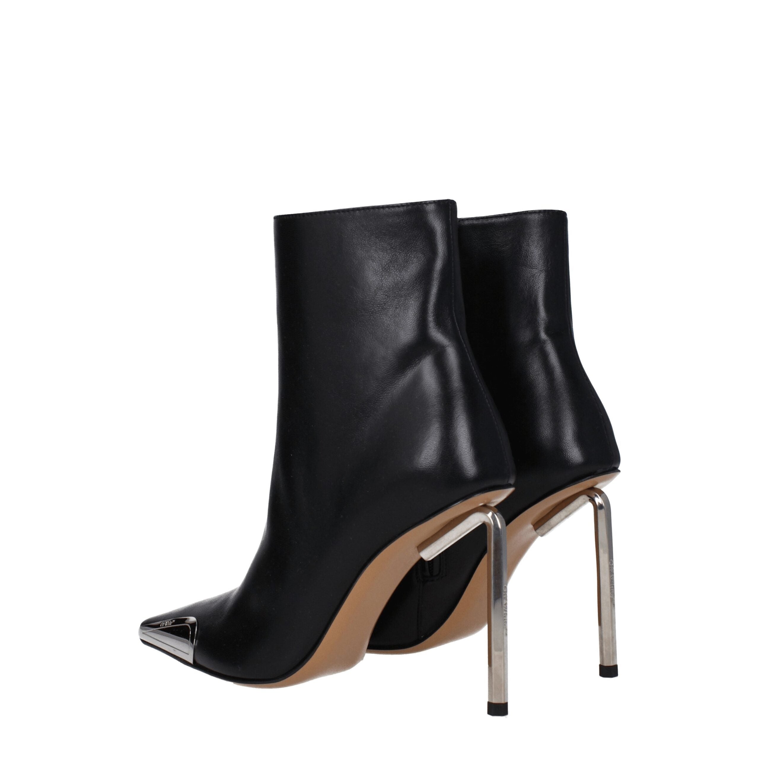 Off-White Schwarze Lederstiefeletten
