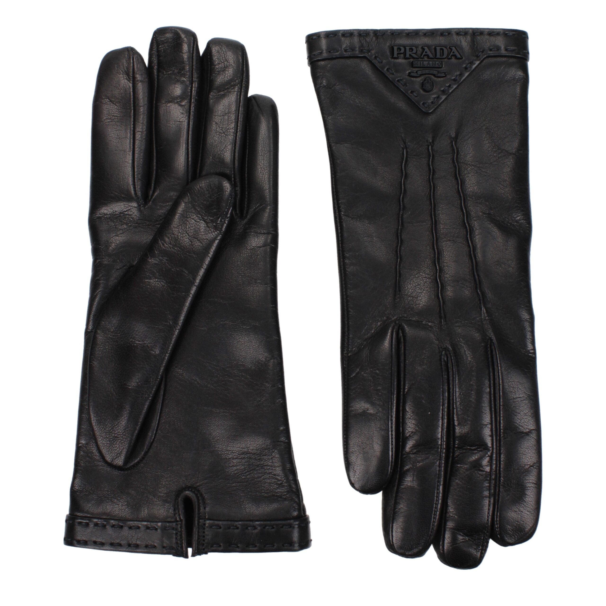Prada Schwarze Lederhandschuhe