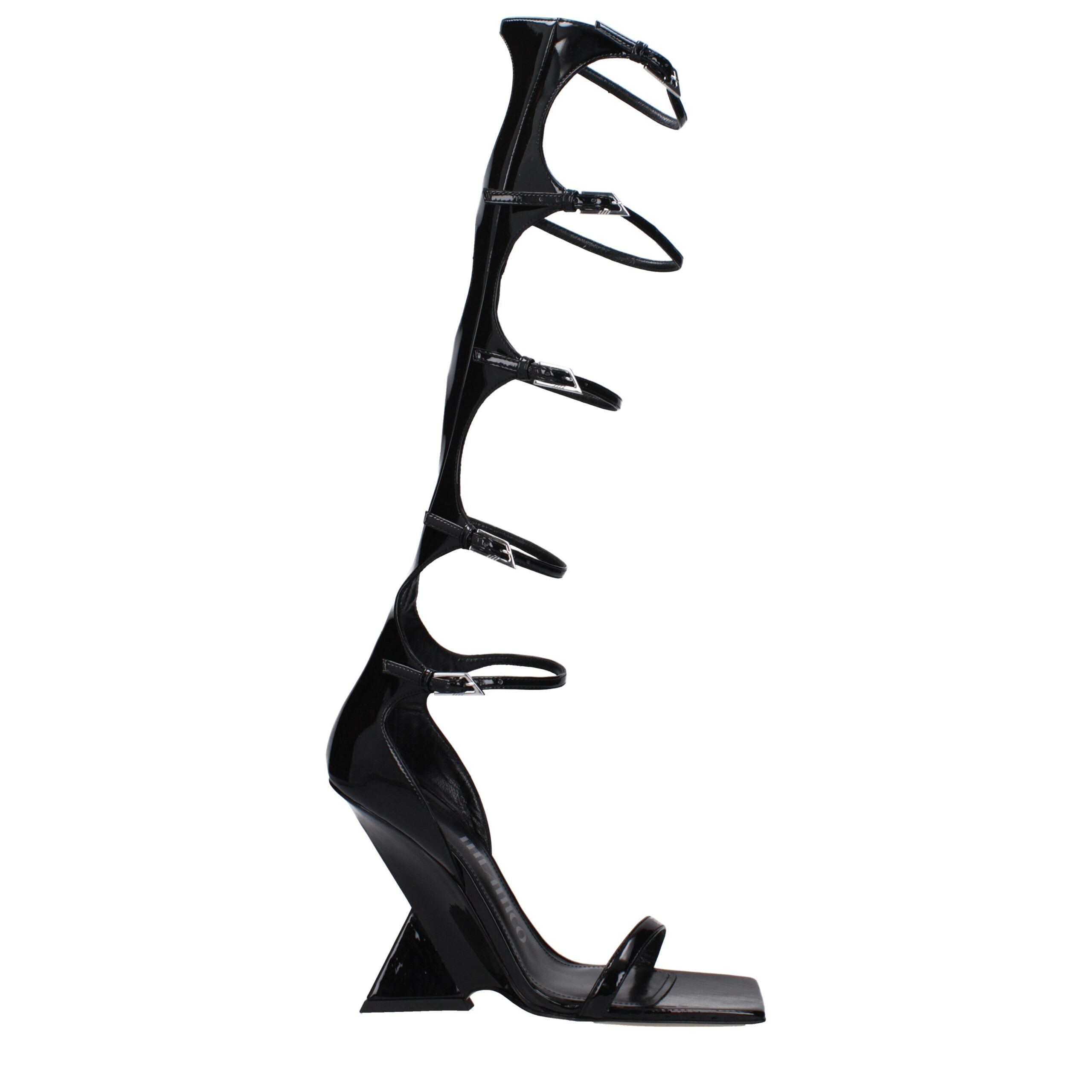 The Attico Black Leather Stiletto Heels