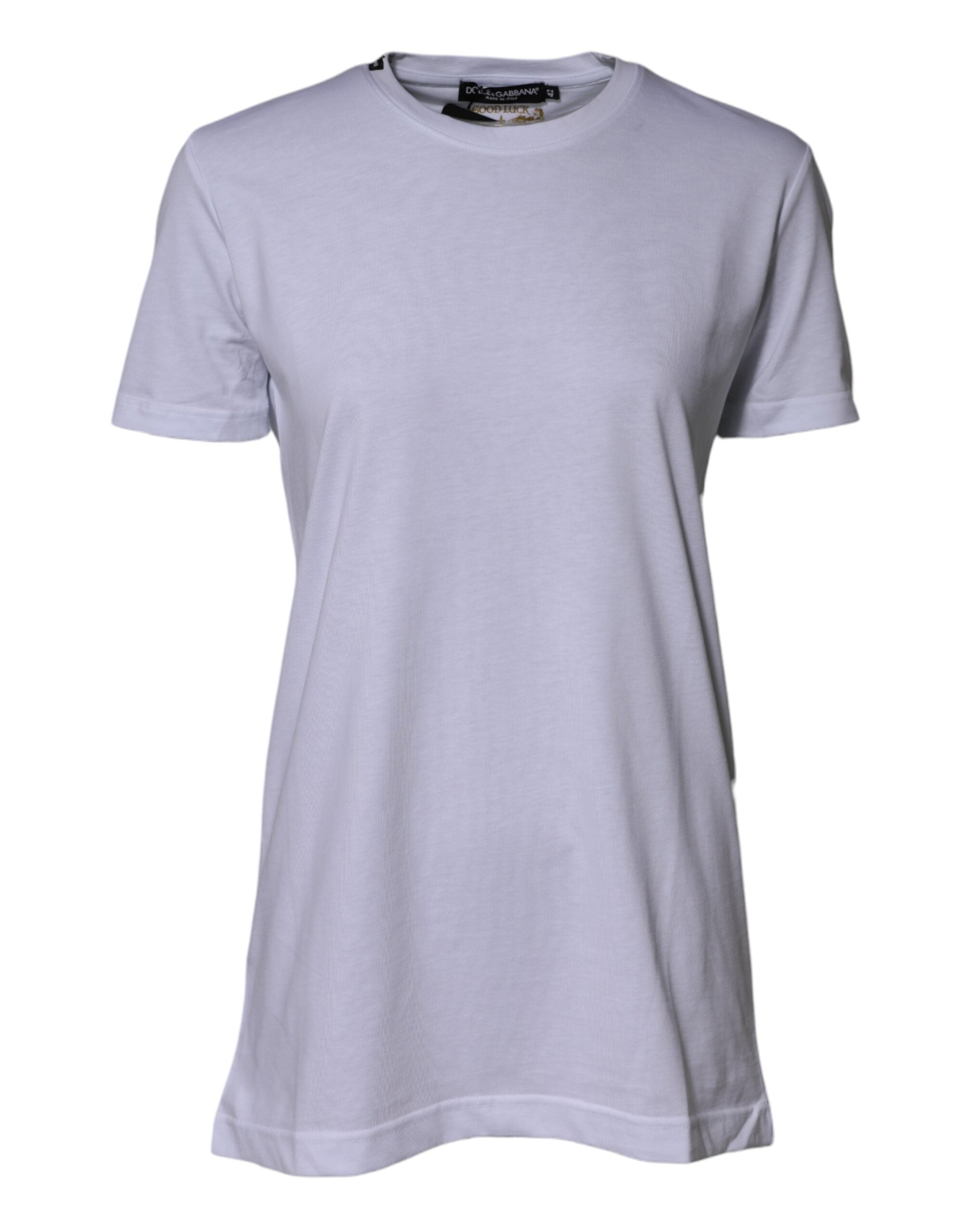 Dolce & Gabbana White Cotton Goodluck 2023 Crewneck T-Shirt