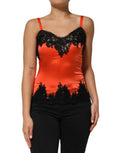 Dolce & Gabbana Red and Black Lace-Trimmed Sleeveless Silk Top