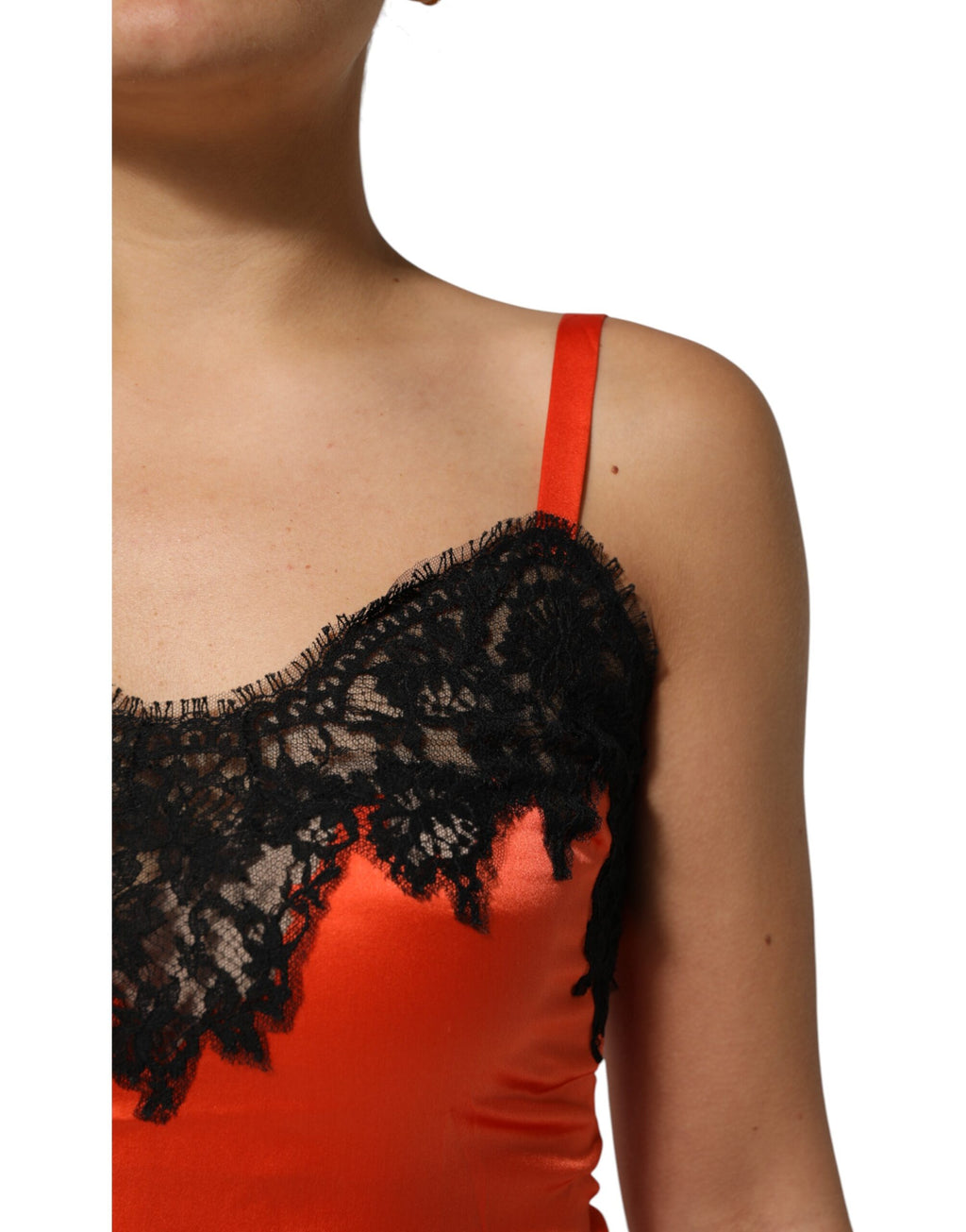 Dolce & Gabbana Red and Black Lace-Trimmed Sleeveless Silk Top