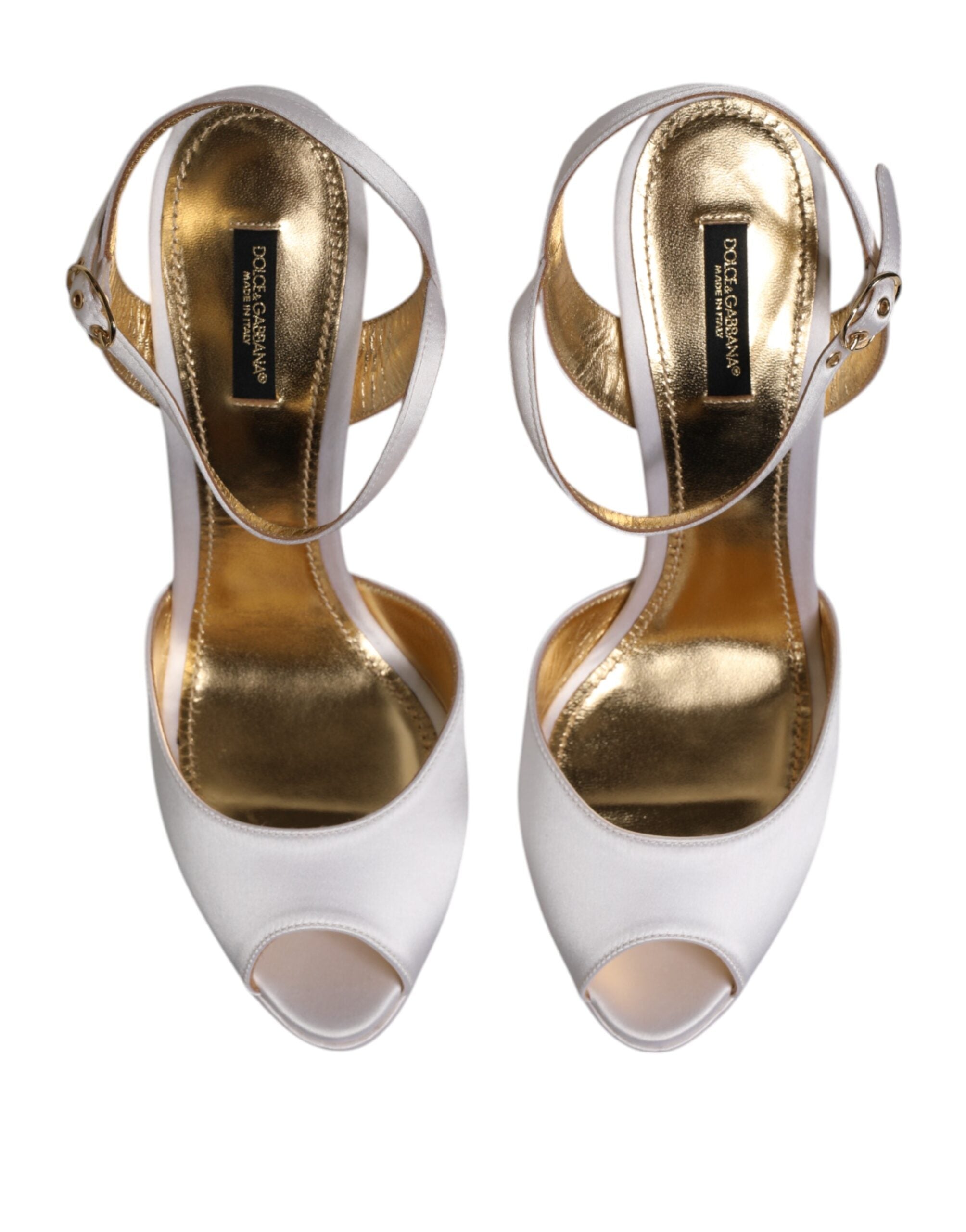 Dolce & Gabbana Weiß Satin Plateau Heels Sandalen Schuhe