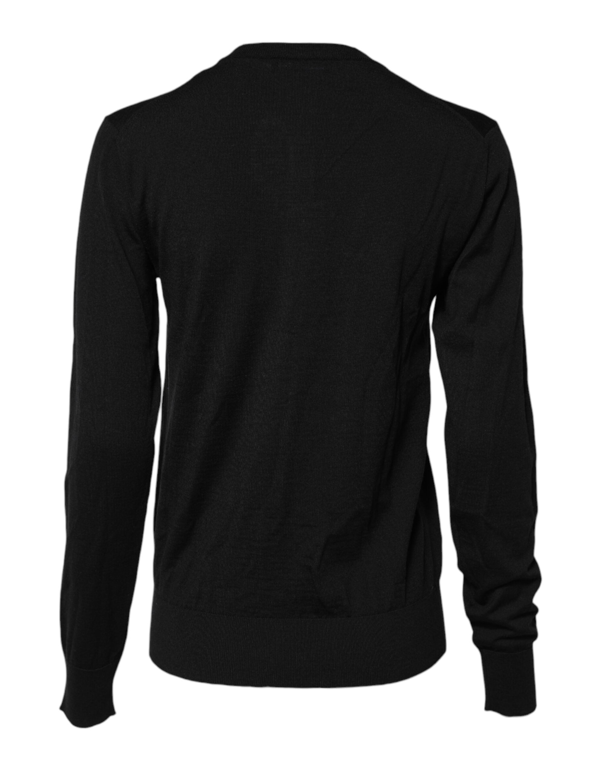Dolce & Gabbana Black Wool Crew-neck Knit Sweater