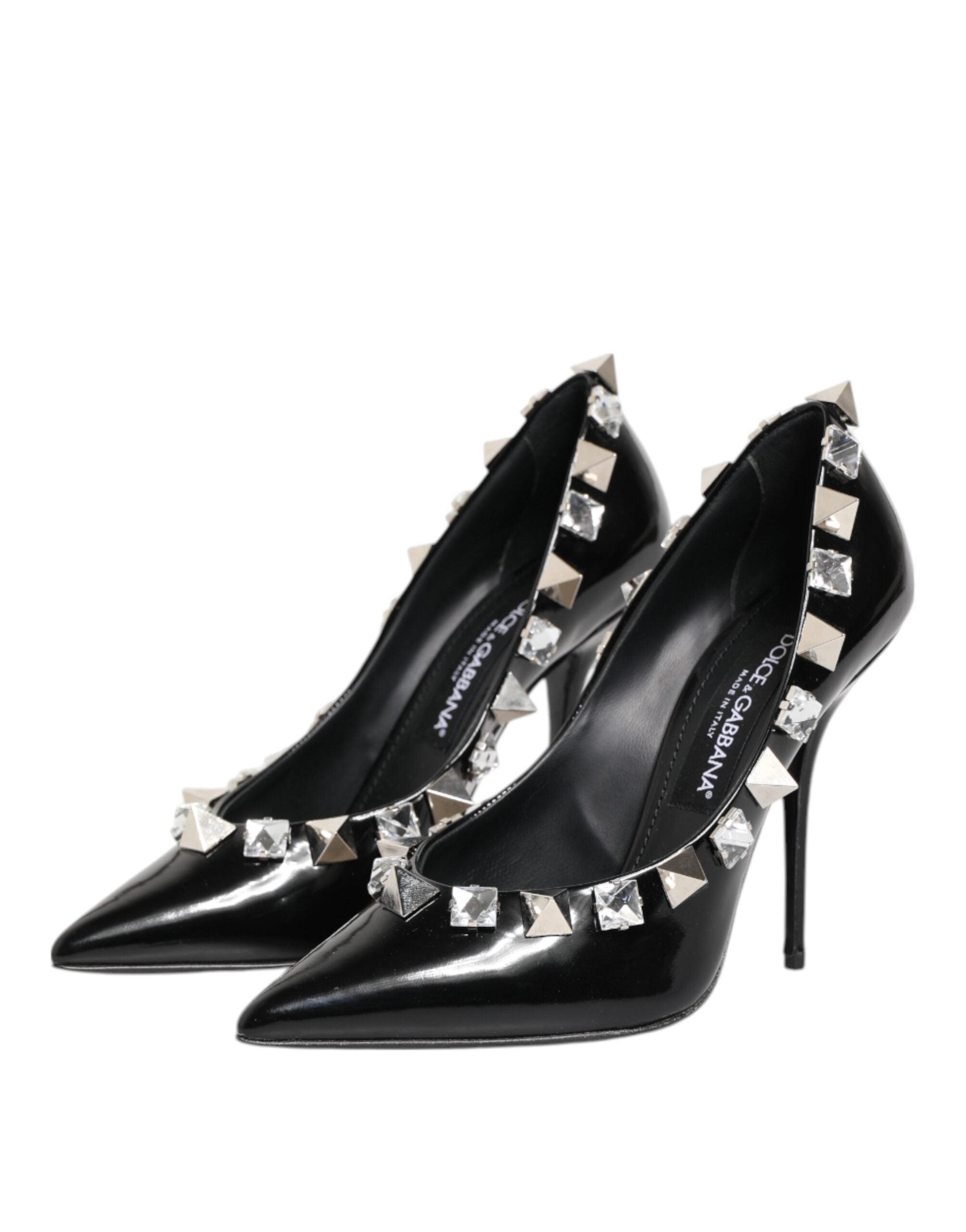 Dolce & Gabbana Black Crystal Studded Stiletto Pumps Shoes