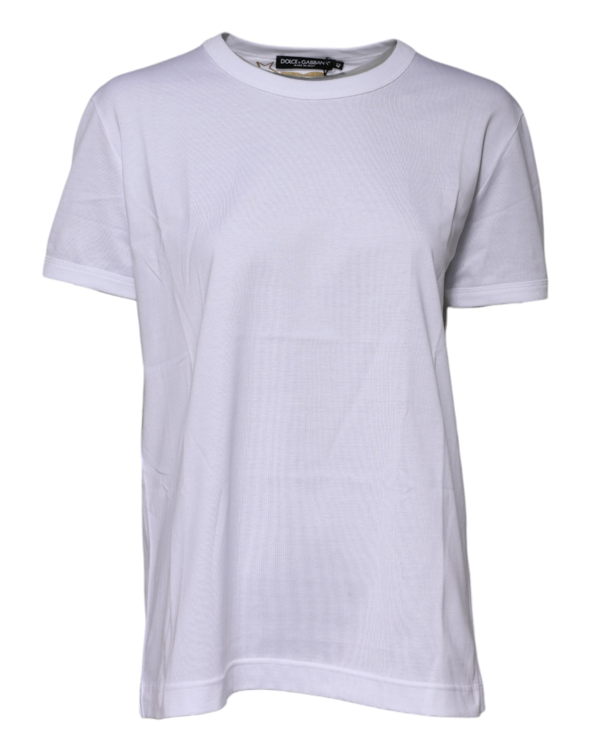 Dolce & Gabbana Weißes T-Shirt mit Rundhalsausschnitt aus Baumwolle Goodluck 2022